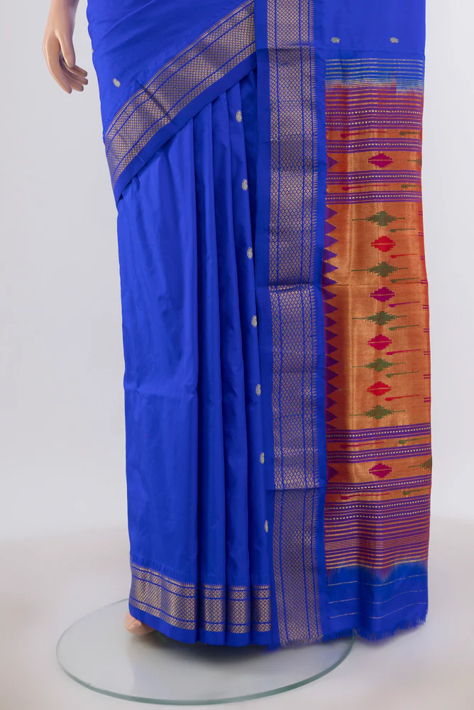 Royal Blue Paithani Silk Saree - Image 3
