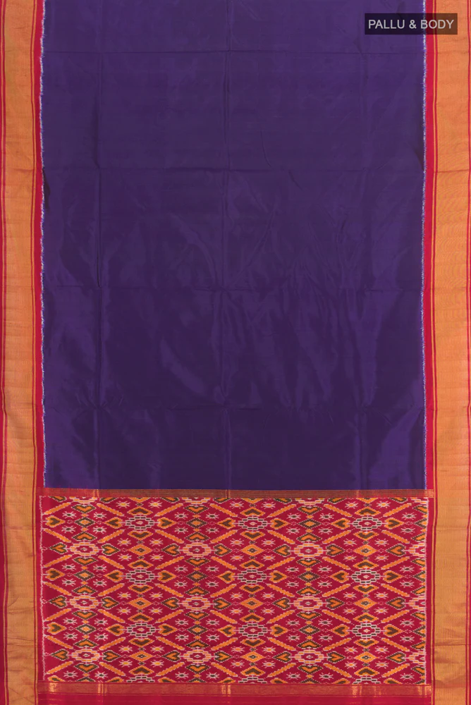 Dark Blue Pochampally Silk Saree - Image 5