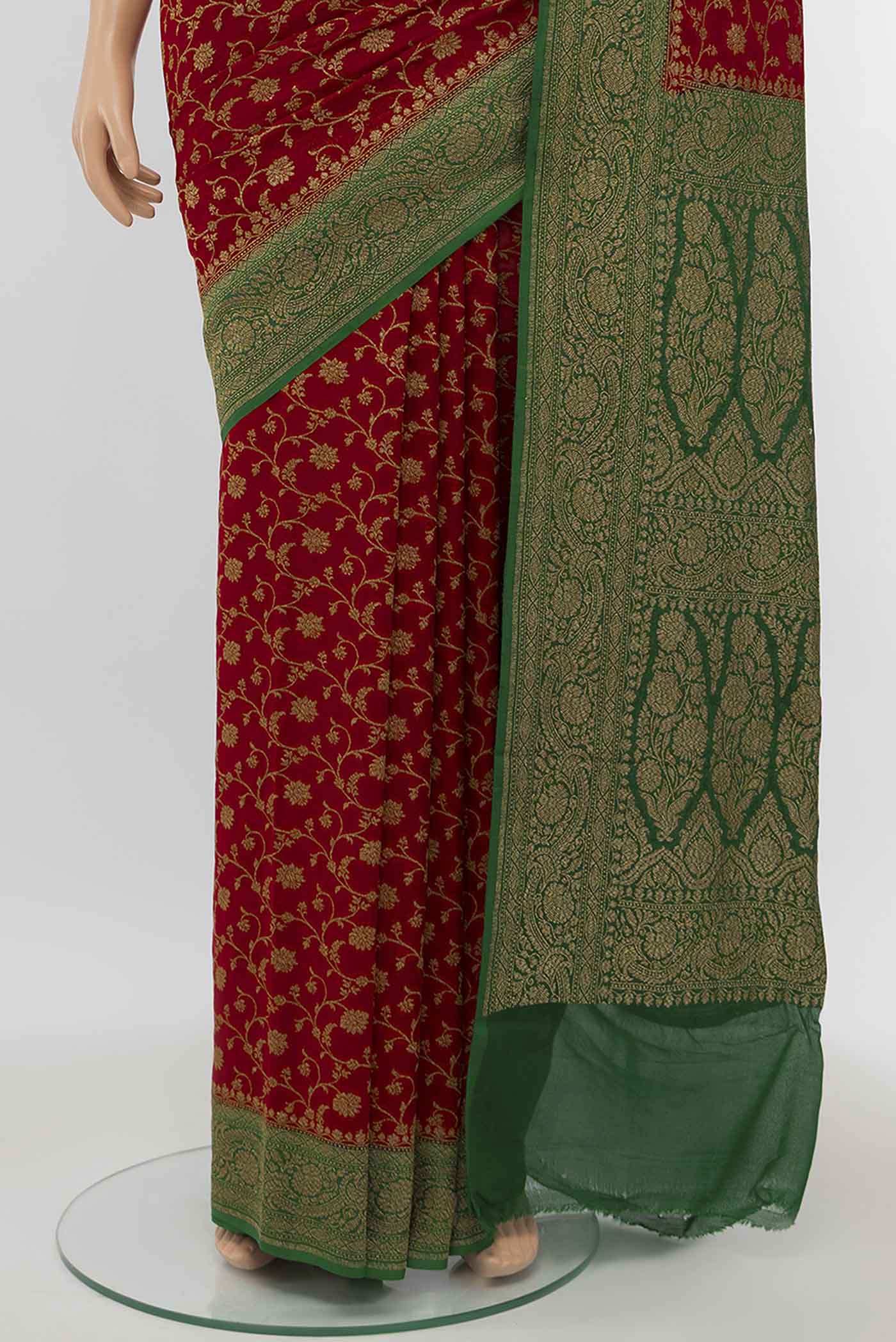 Dark Blue Pochampally Silk Saree - Image 3