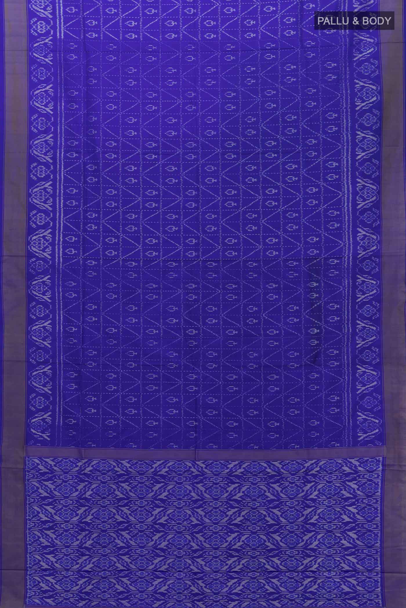 Dark Blue Pochampally Silk Saree - Image 5