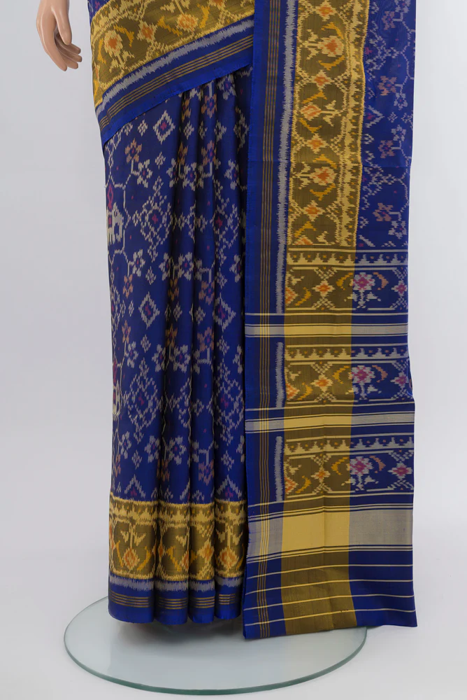 Blue Rajkot Patola Silk Saree - Image 3