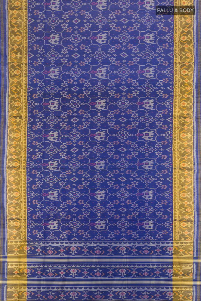 Blue Rajkot Patola Silk Saree - Image 5