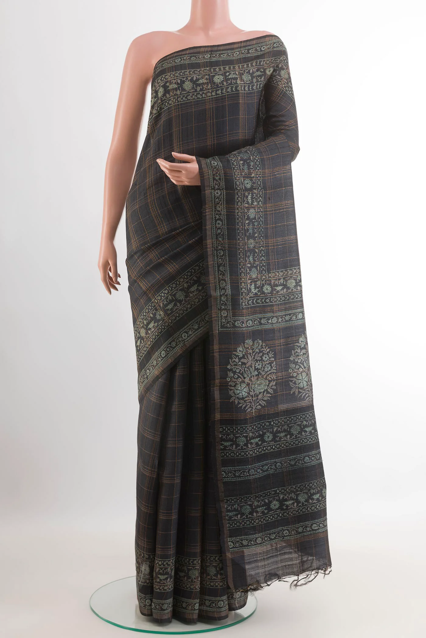 Black Tussar Silk Saree
