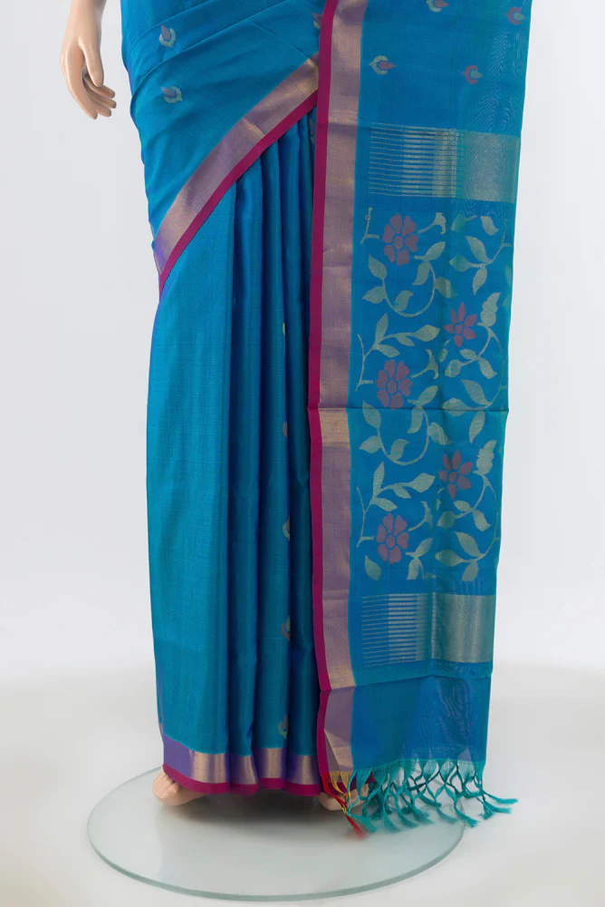 Blue Uppada Silk Saree - Image 3