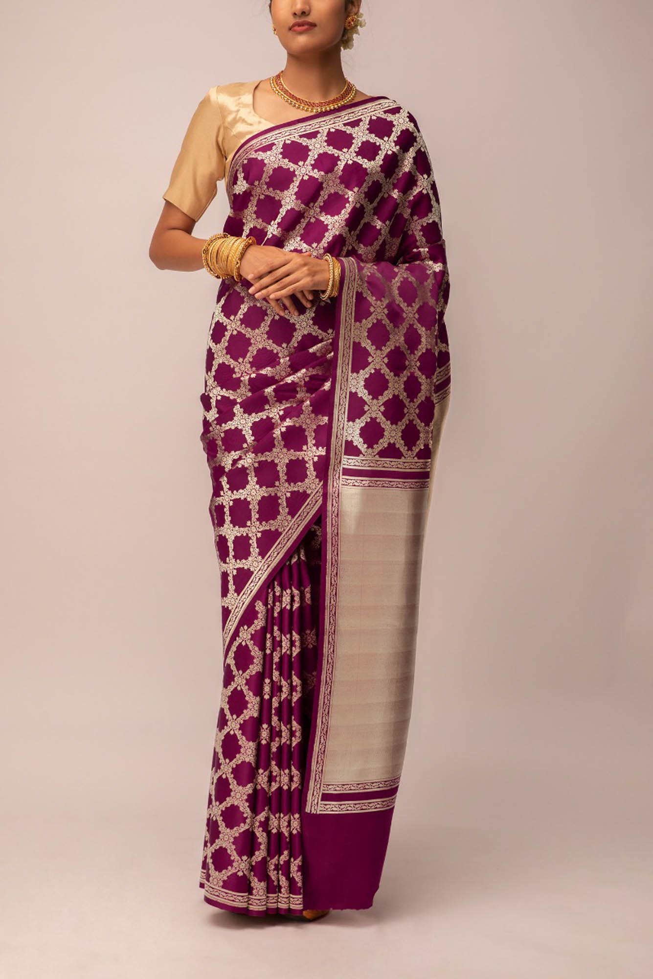 Chitrangada-Maroon Banarasi Silk Saree - Image 2
