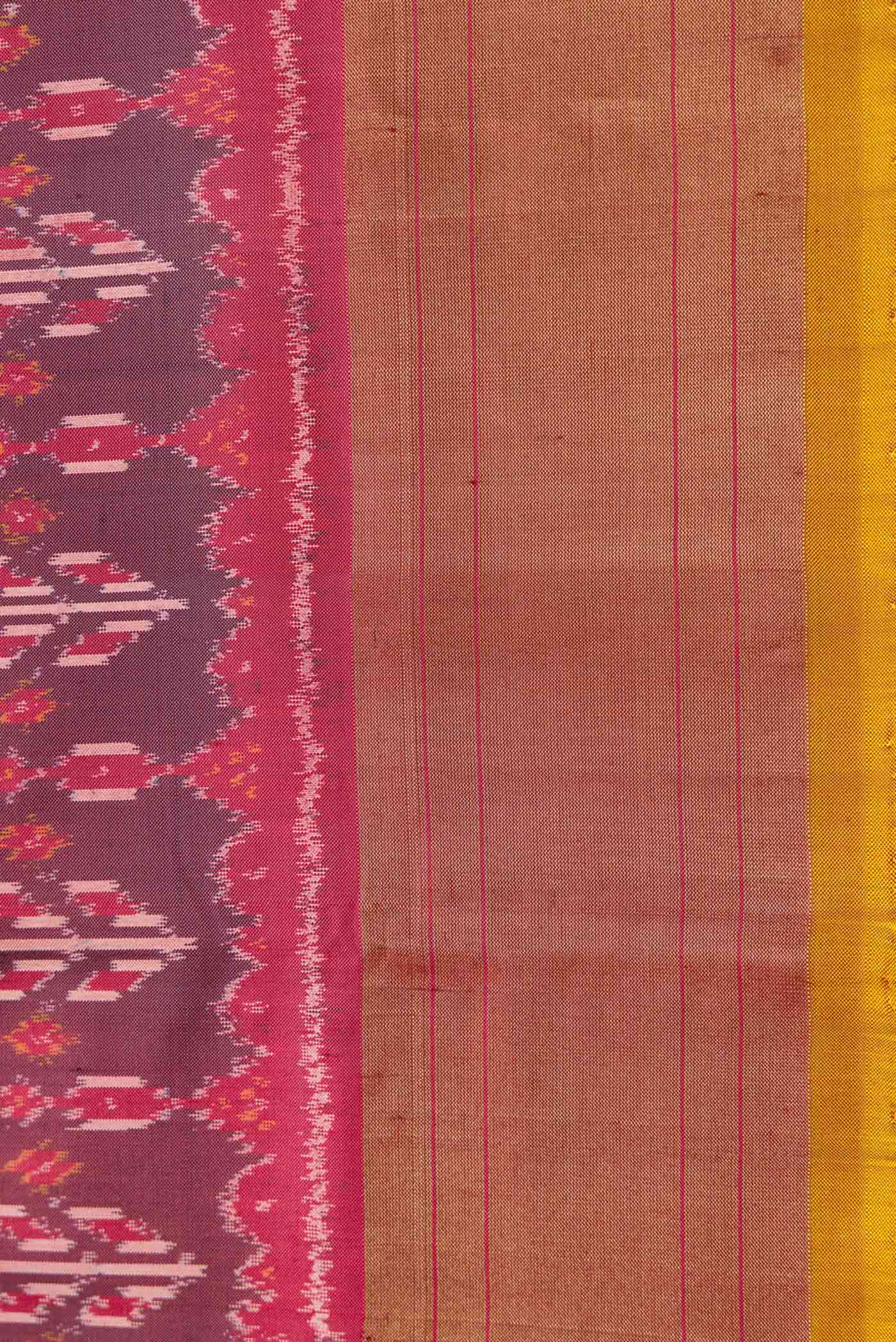 Dark Mauve Dual Tone Double Ikat Saree - Image 3