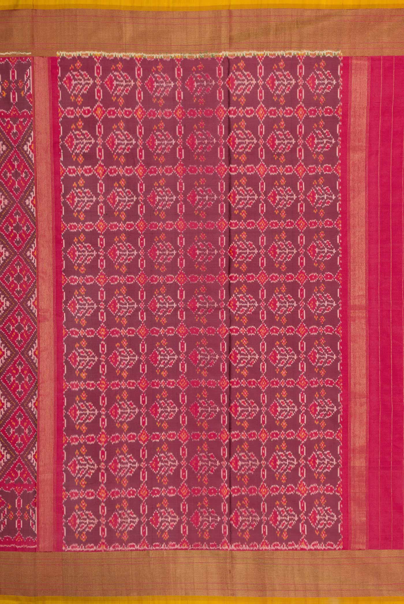 Dark Mauve Dual Tone Double Ikat Saree - Image 7