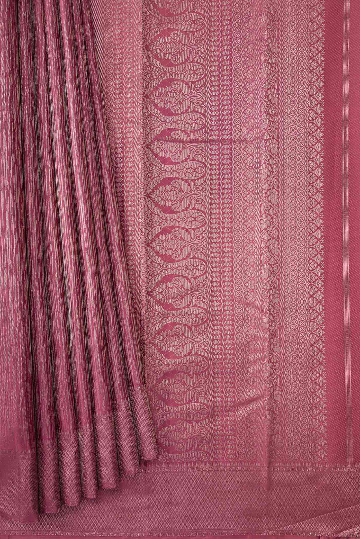 Dark Mauve Dual Tone Kanjivaram Silk Saree - Image 4