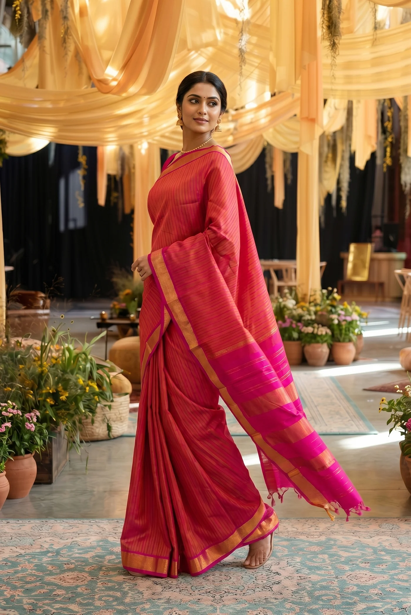 Dark Mauve Dual Tone Kanchipuram Silk Saree