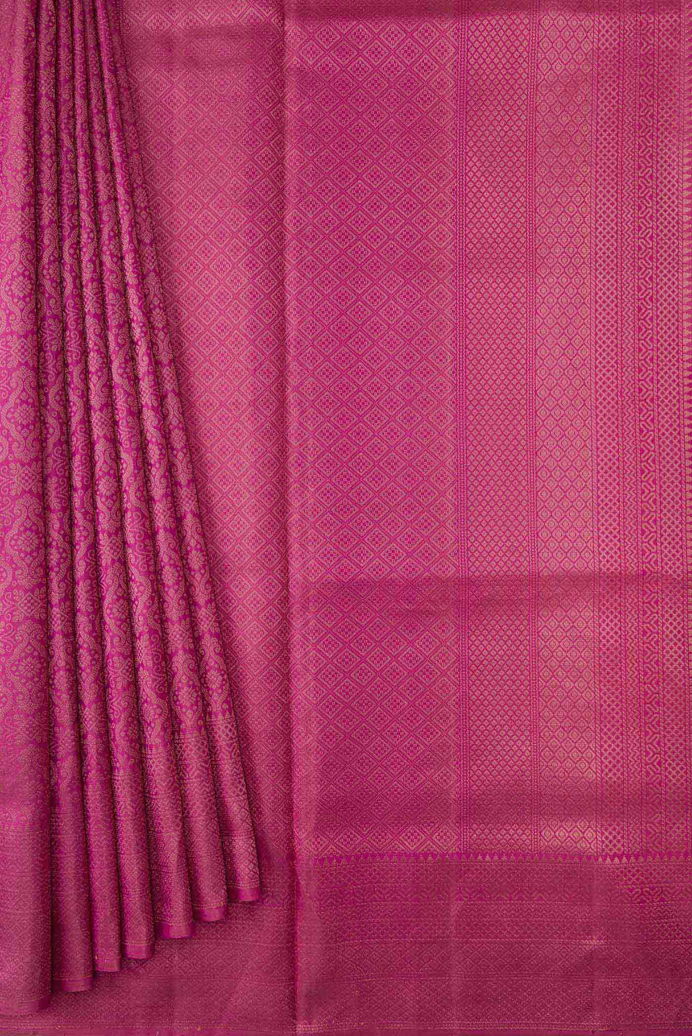 Magenta Soft Silk Saree - Image 4