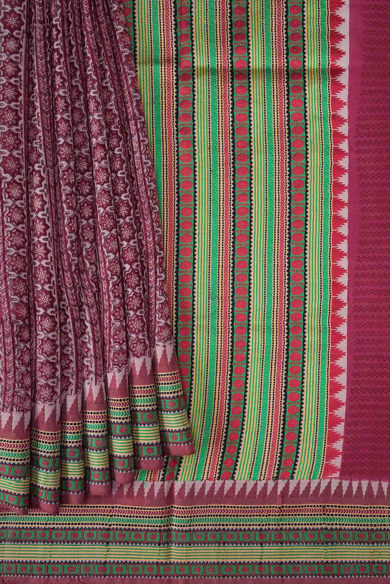 Dark Mauve Dual Tone Tussar Silk Saree - Image 2