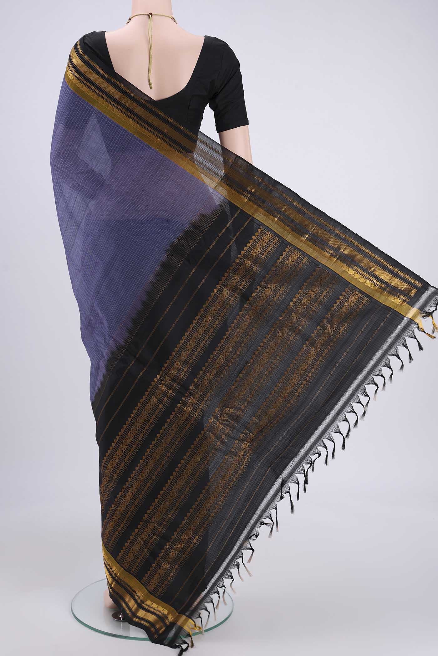 Blue Gadwal cotton Saree - Image 3