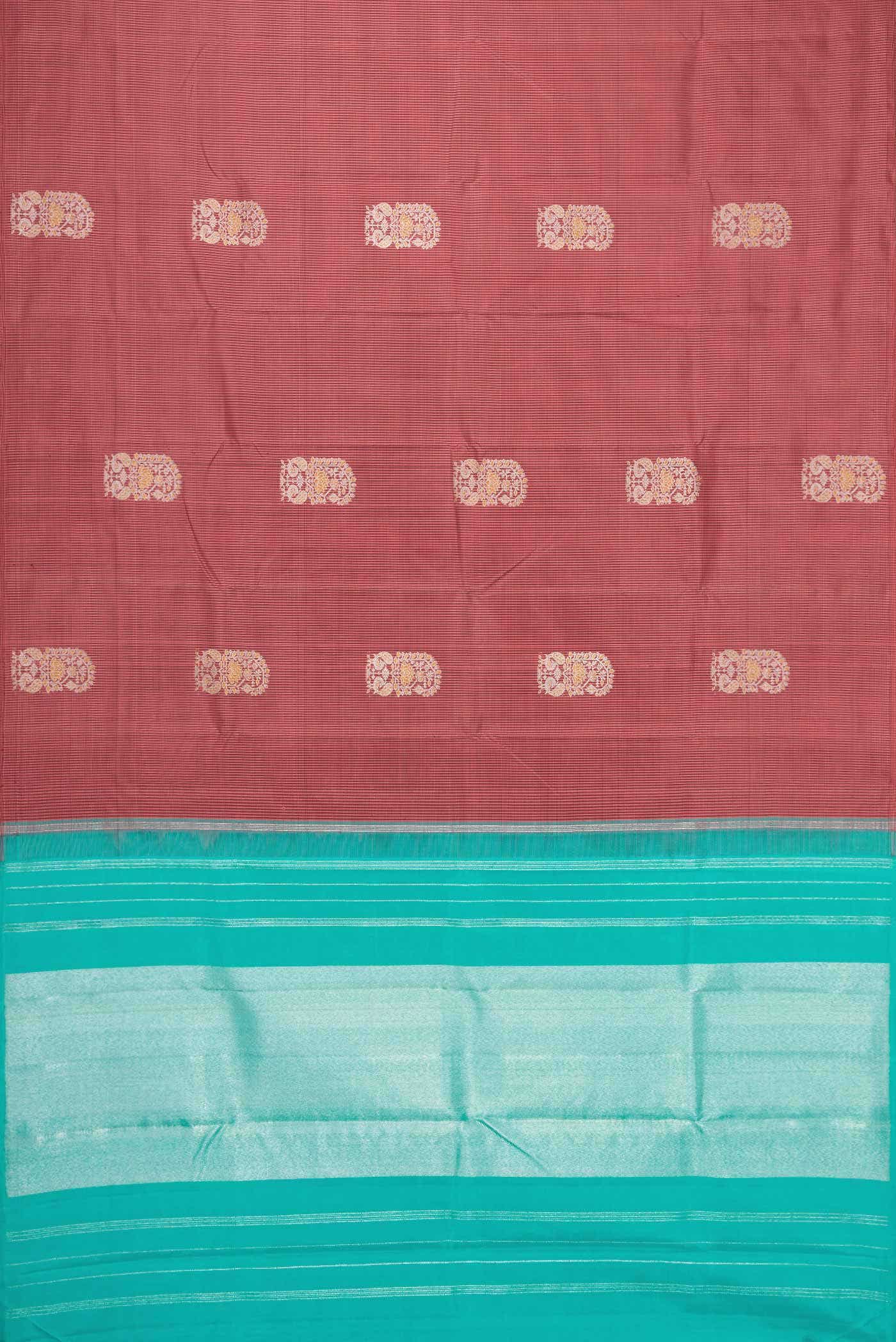 Pure Silk Pure Zari Dark Mauve Kanjivaram Saree - Image 4