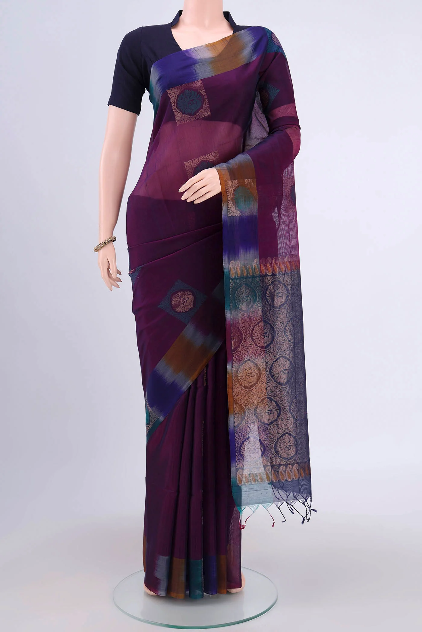 Purple Silk Cotton Saree