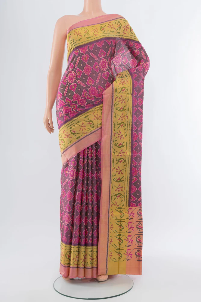 Dark Mauve Rajkot Patola Silk Saree