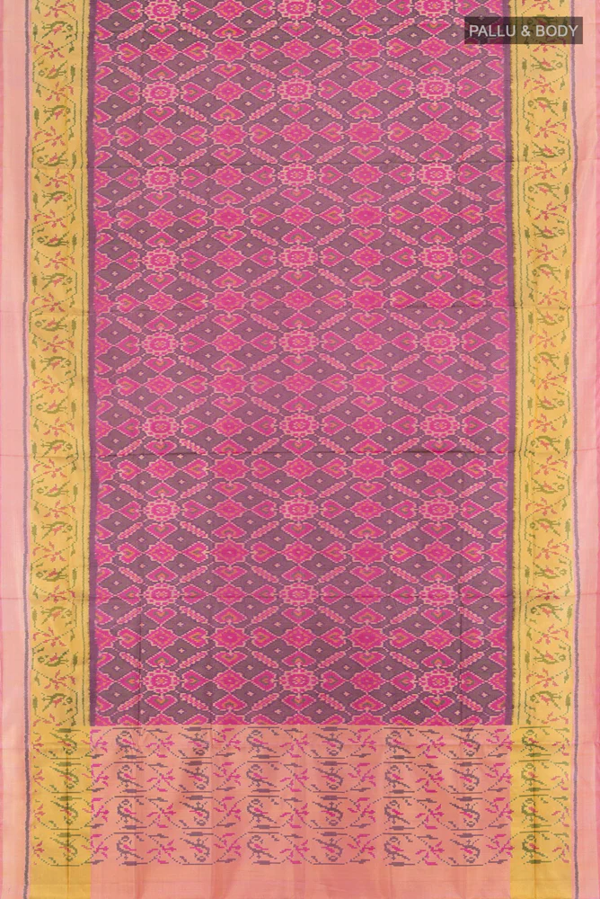 Dark Mauve Rajkot Patola Silk Saree - Image 5