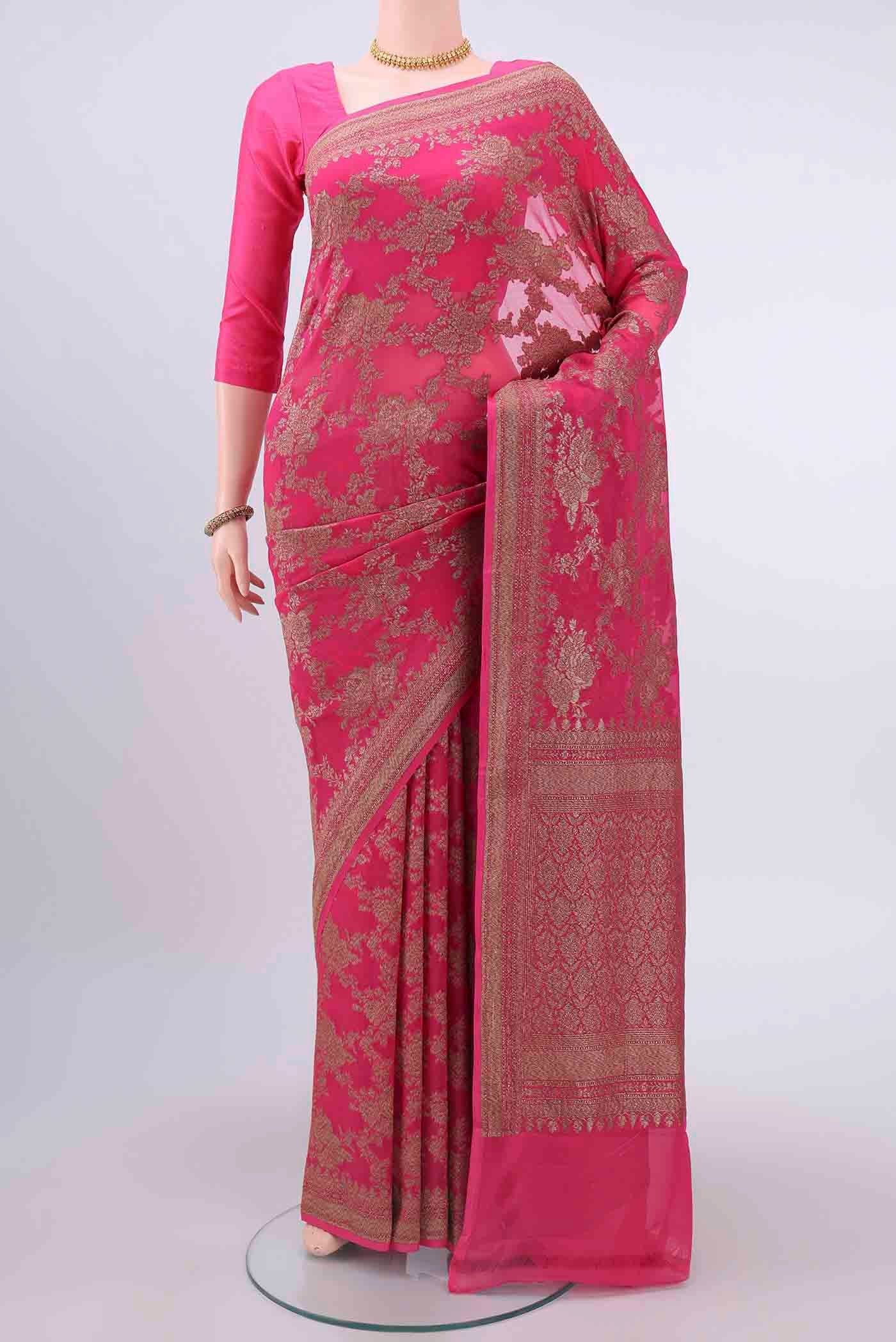 Dark Pink Banarasi Georgette Saree