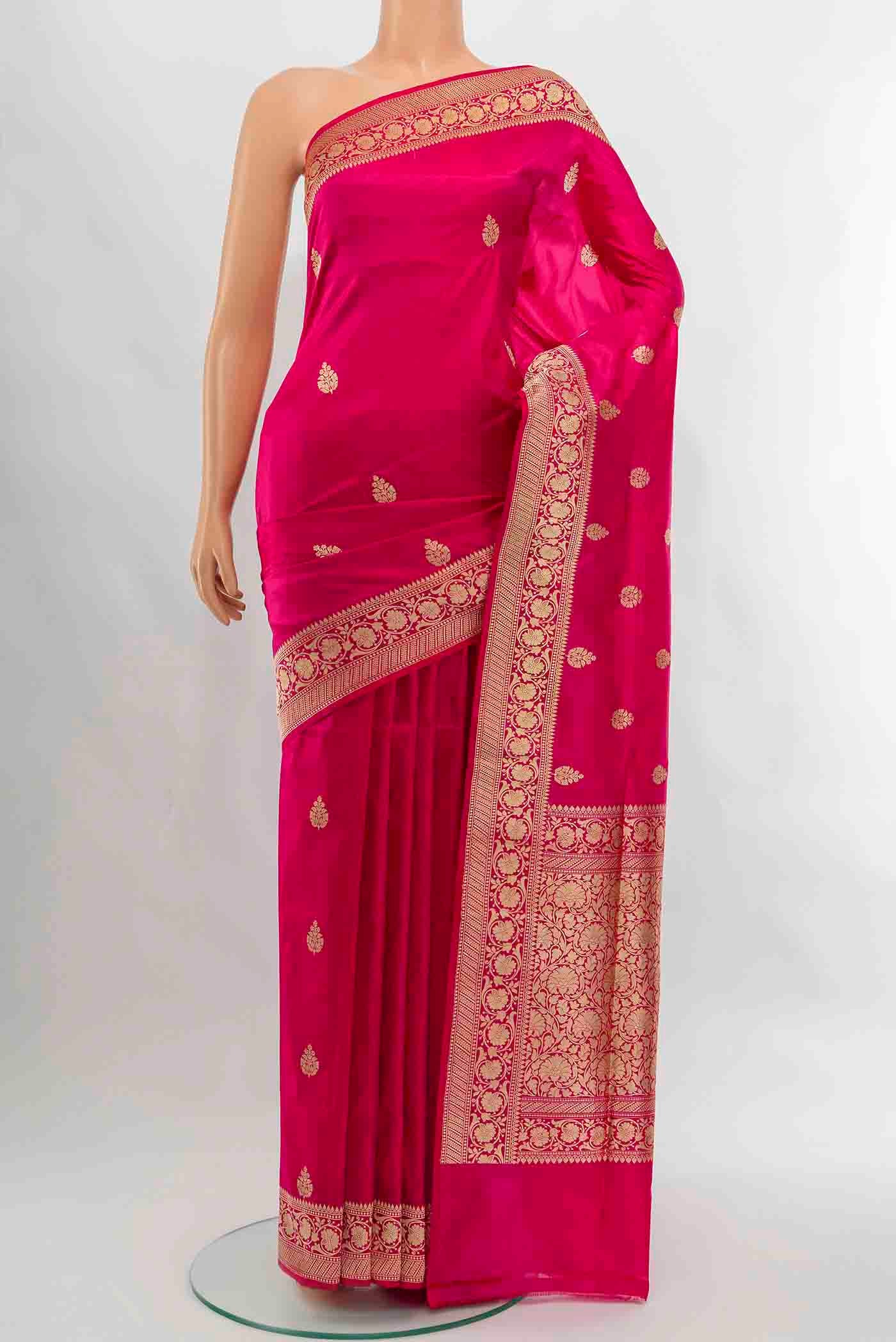 Dark Pink Banarasi Katan Silk Saree