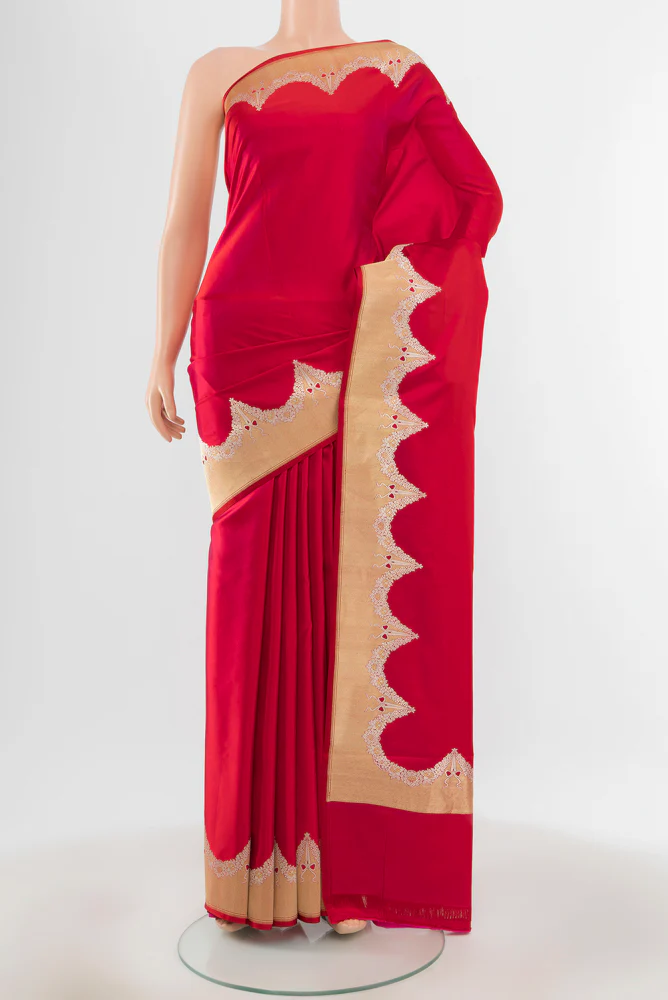 Dark Pink Banarasi Silk Saree
