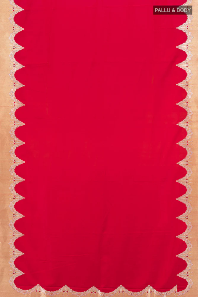 Dark Pink Banarasi Silk Saree - Image 5