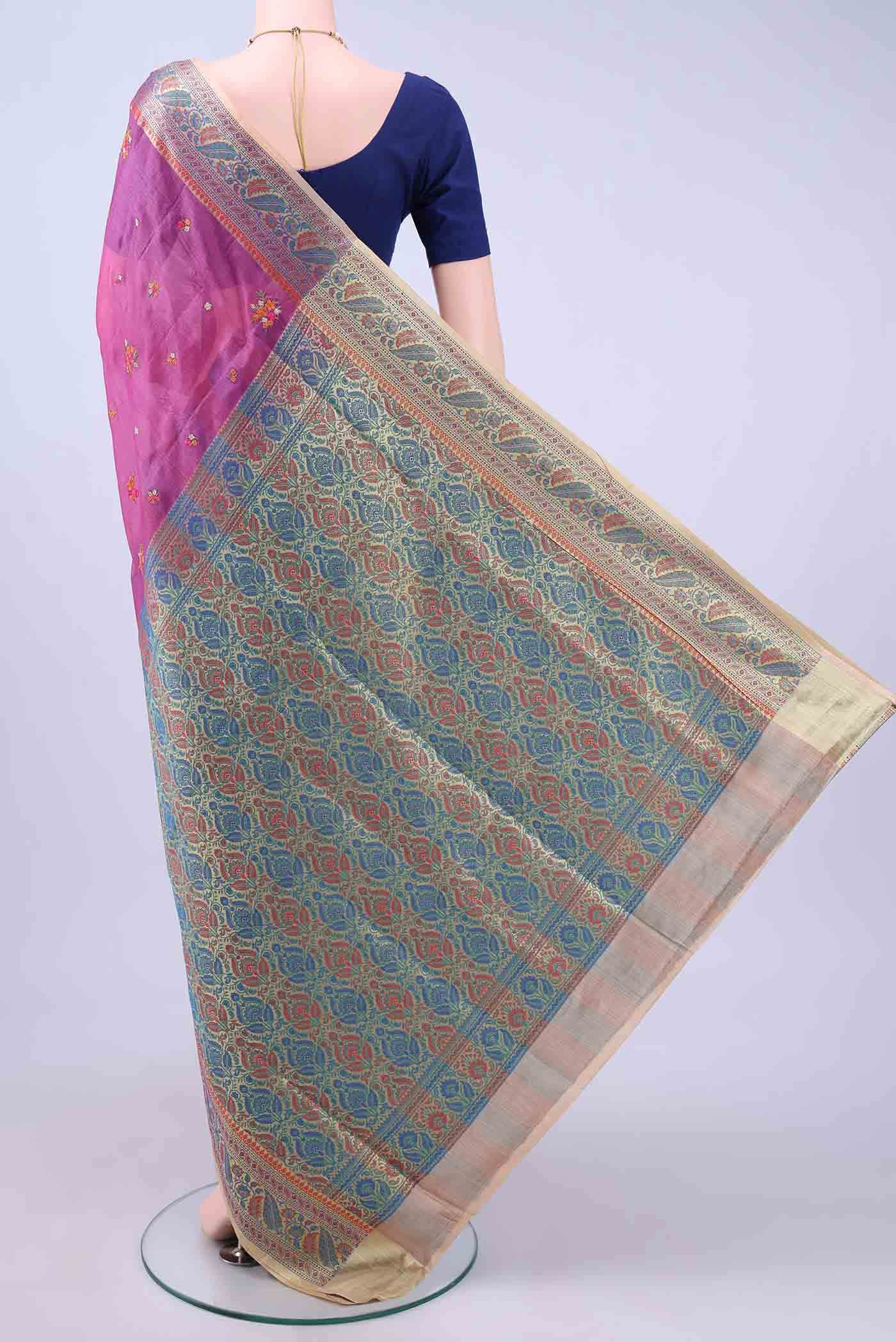 Dark Pink Banarasi Silk Saree - Image 2
