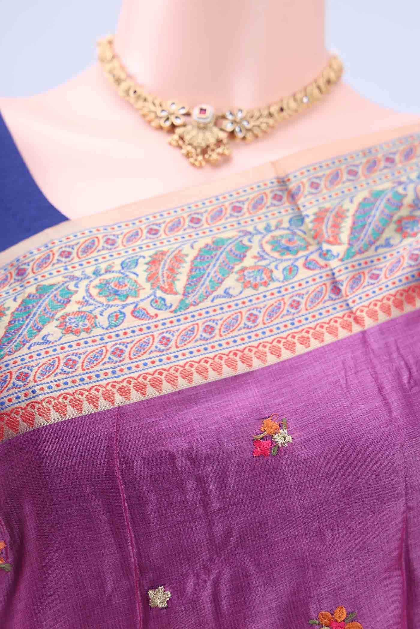 Dark Pink Banarasi Silk Saree - Image 3