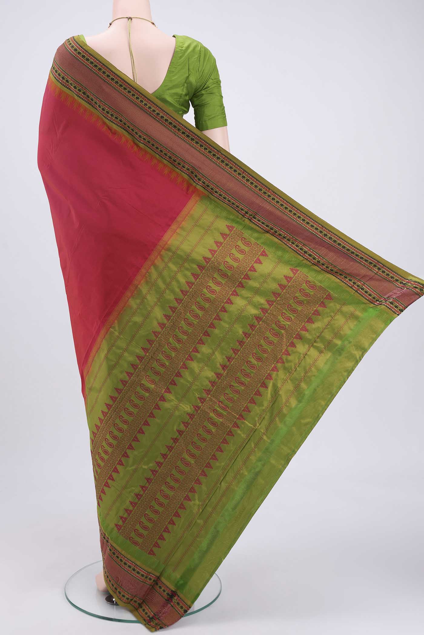 Lemon Yellow Bangalore Silk Saree - Image 3