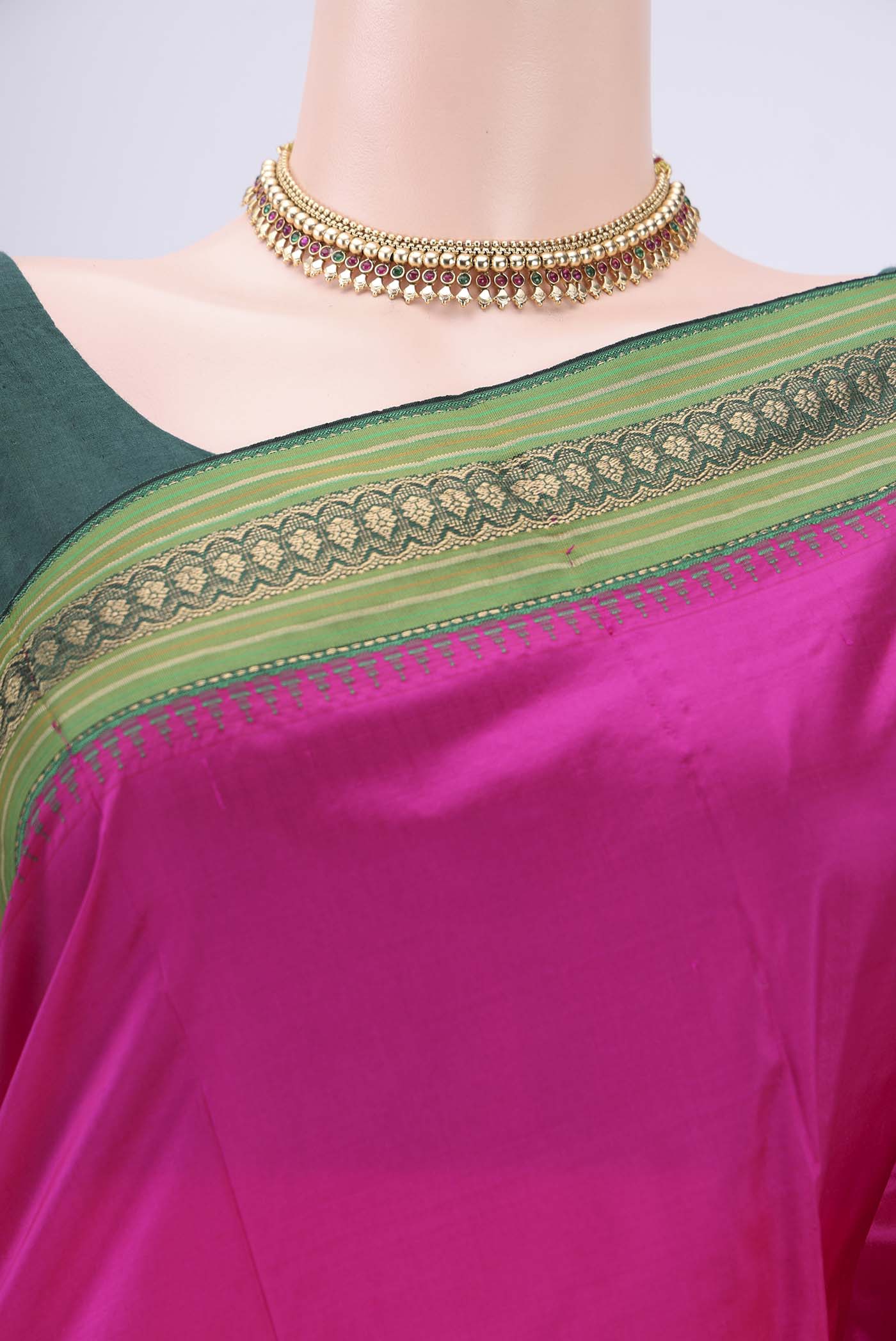 Rani Pink Bangalore Silk - kadyal Saree - Image 2
