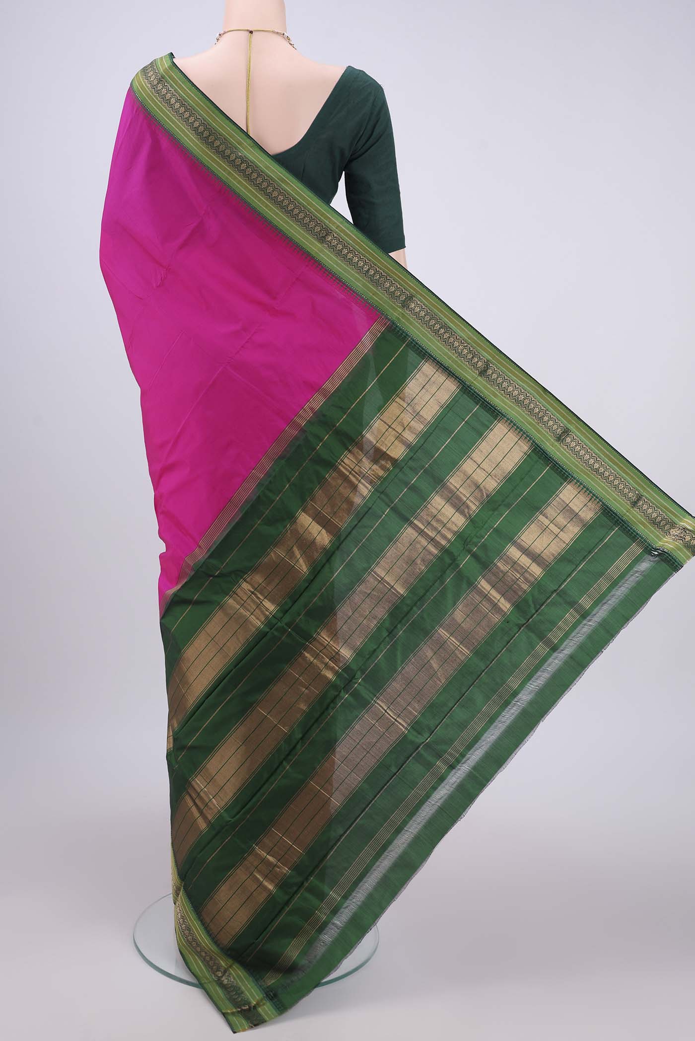 Rani Pink Bangalore Silk - kadyal Saree - Image 3