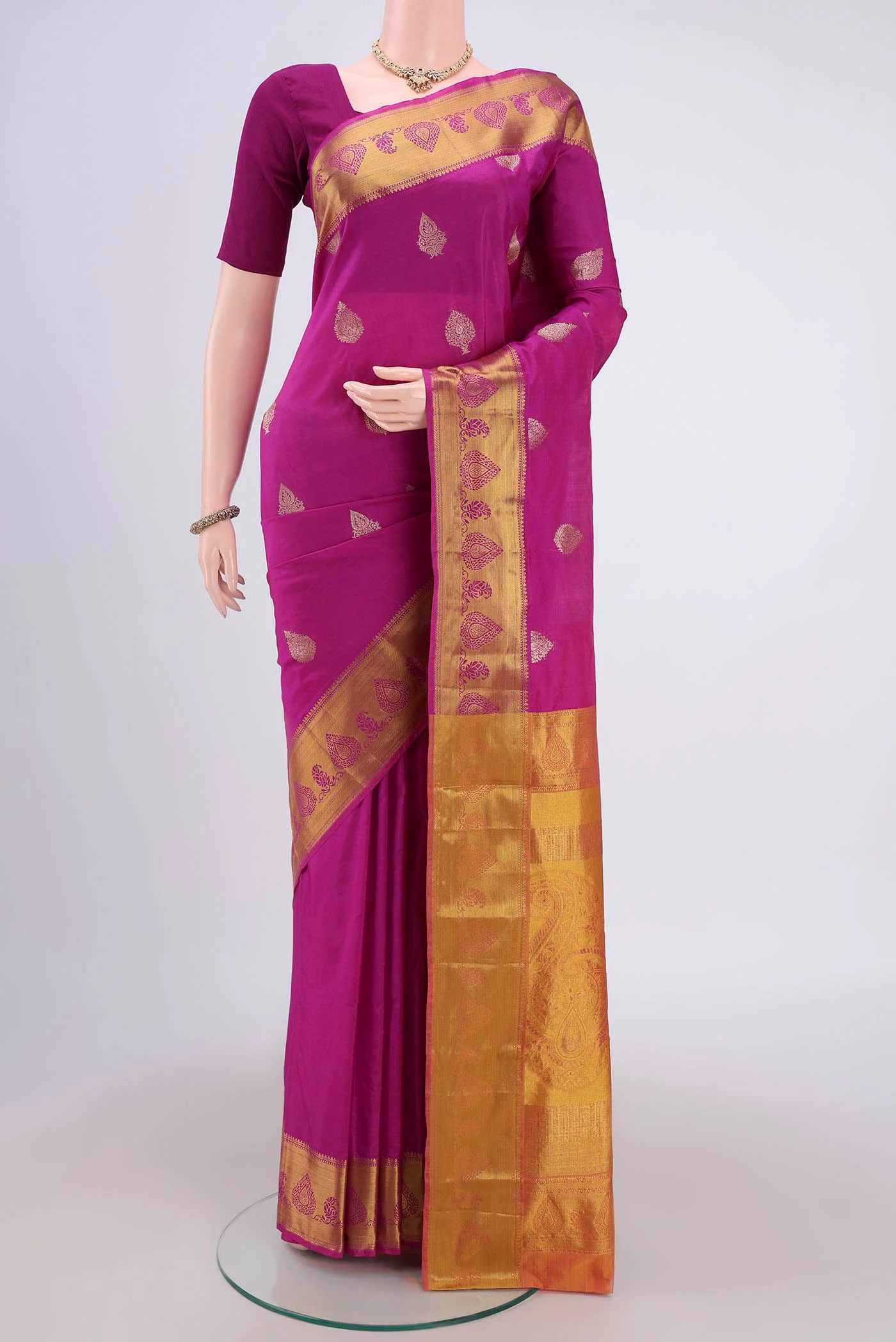 Light Magenta Blended Bangalore Silk Saree