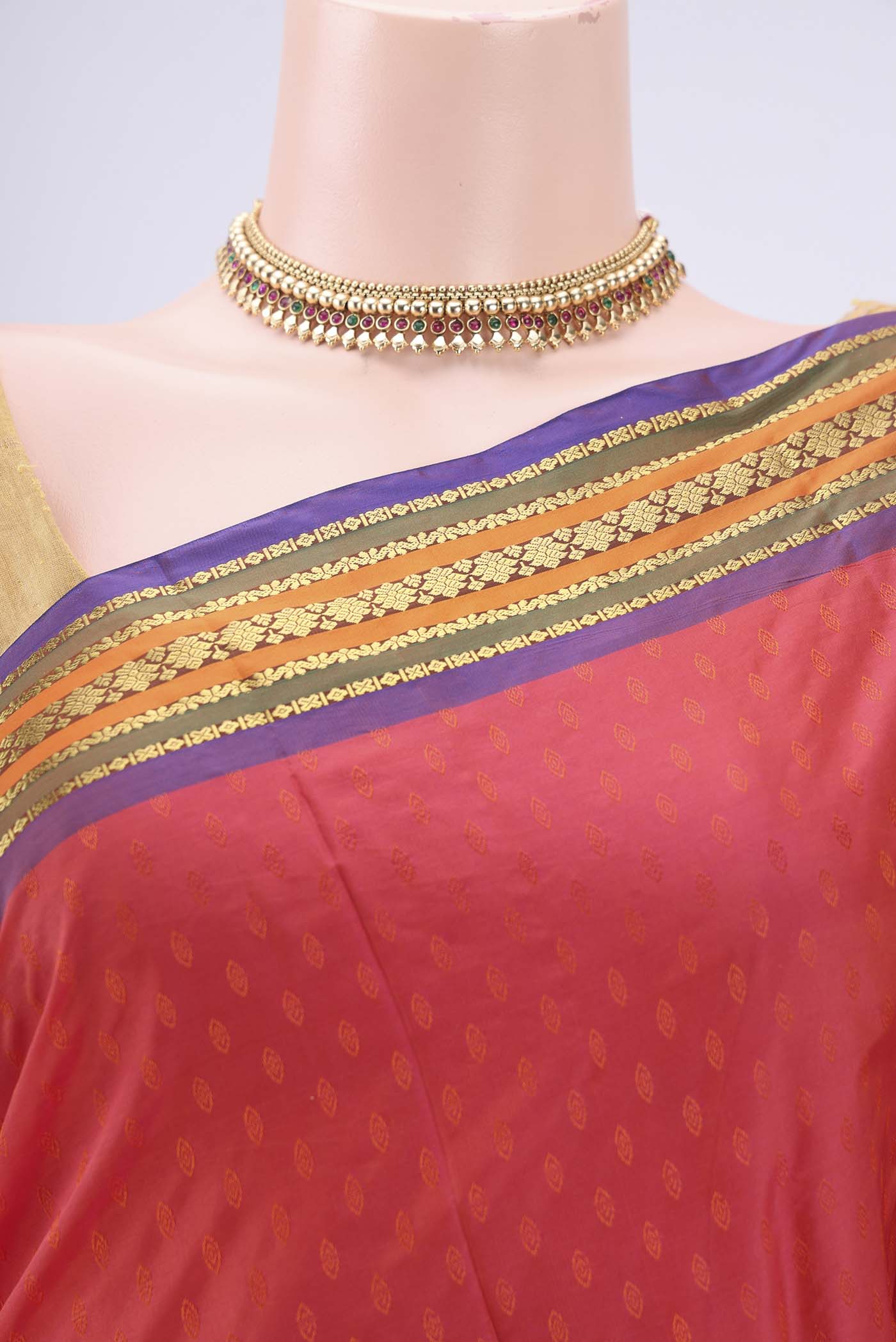 Coral Bangalore Silk Saree - Image 2