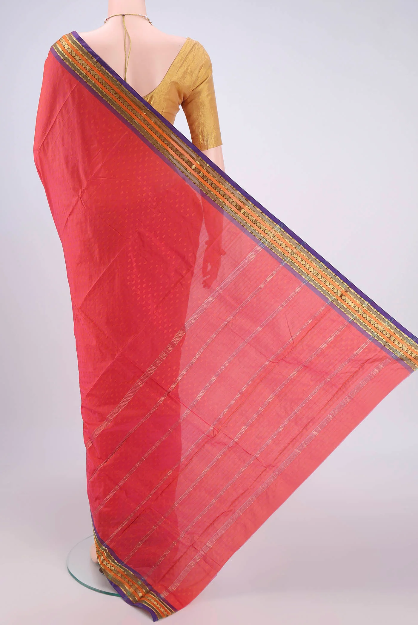 Coral Bangalore Silk Saree - Image 3