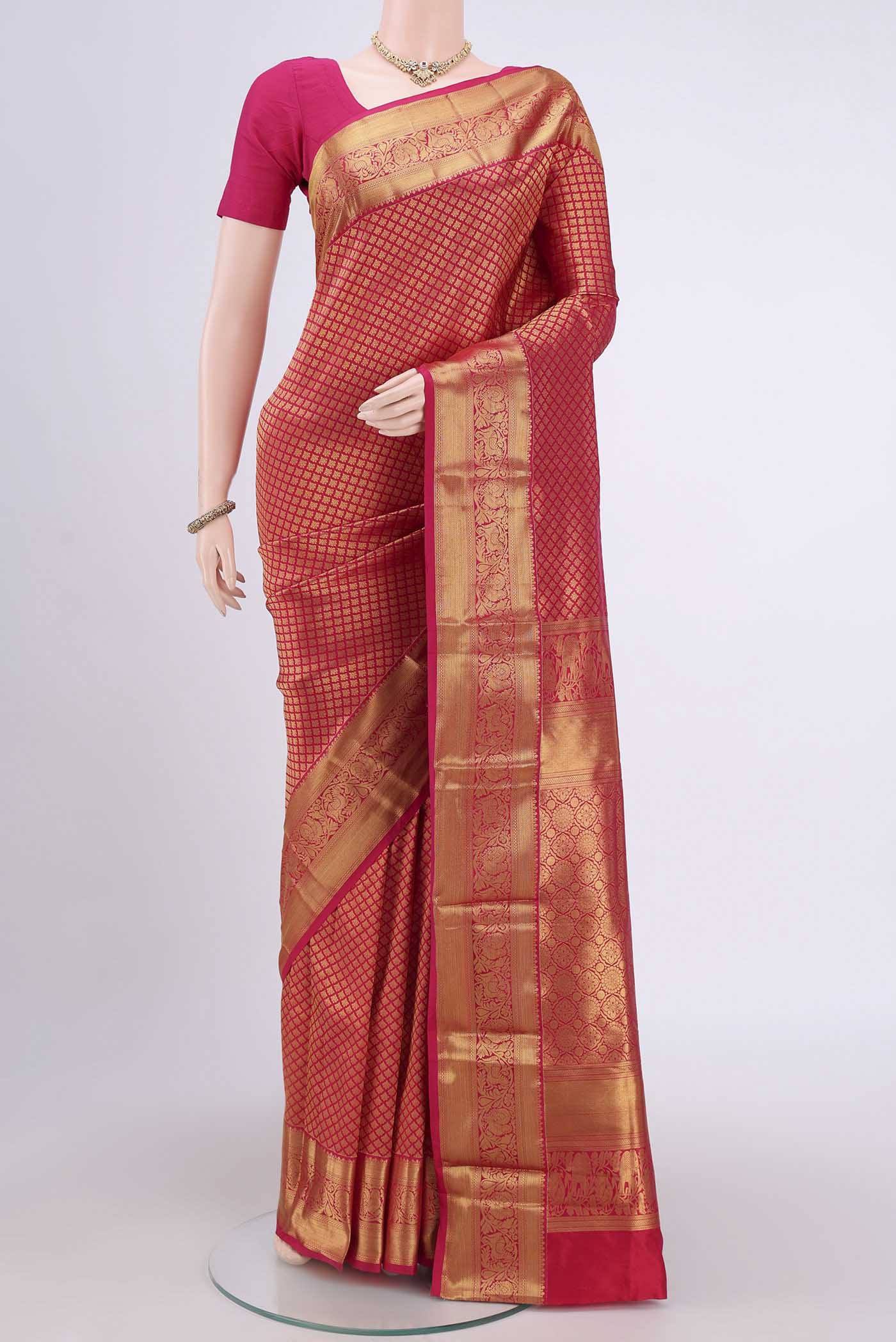 Dark Pink Bangalore Silk Saree