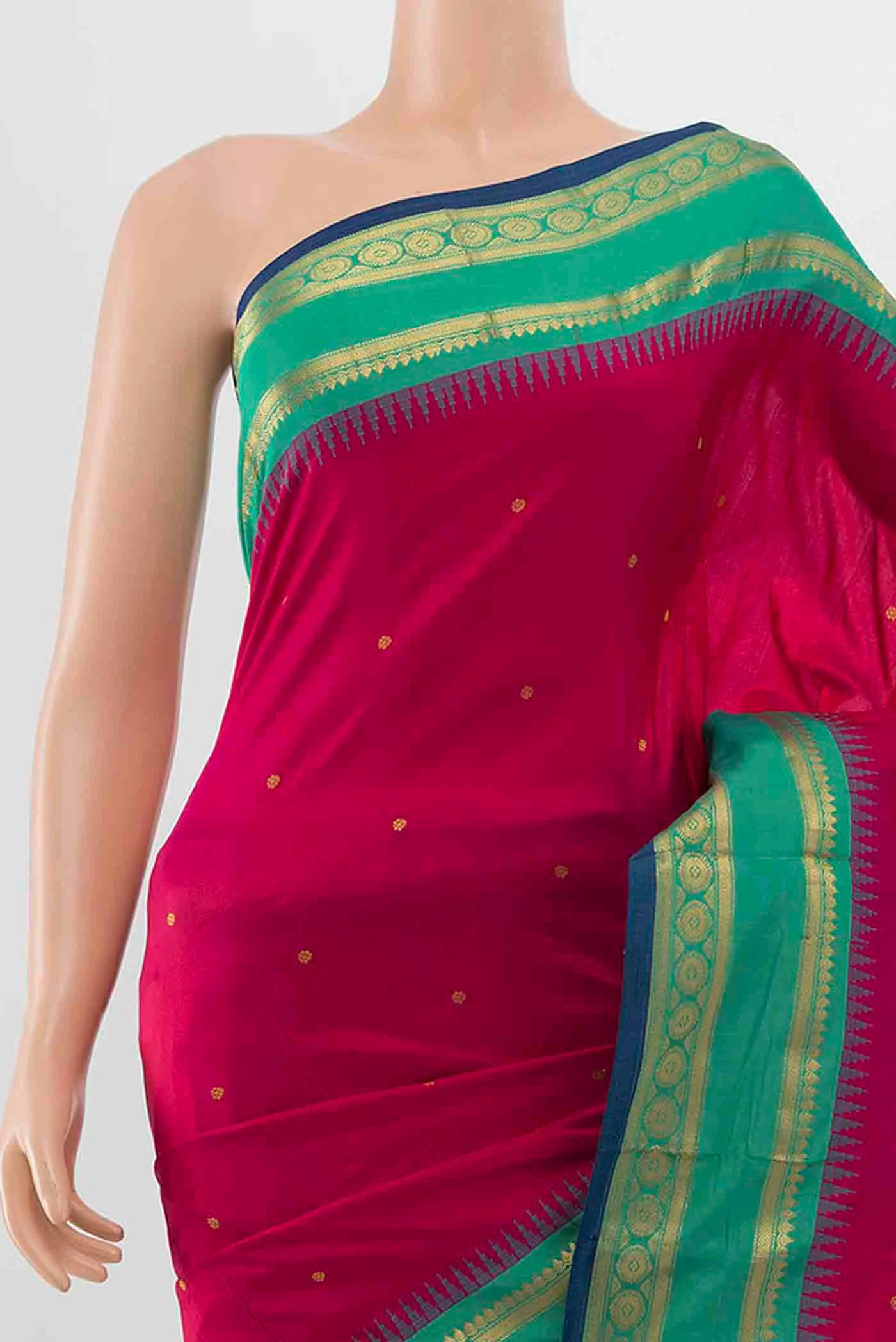 Dark Pink Bangalore Silk Saree - Image 2