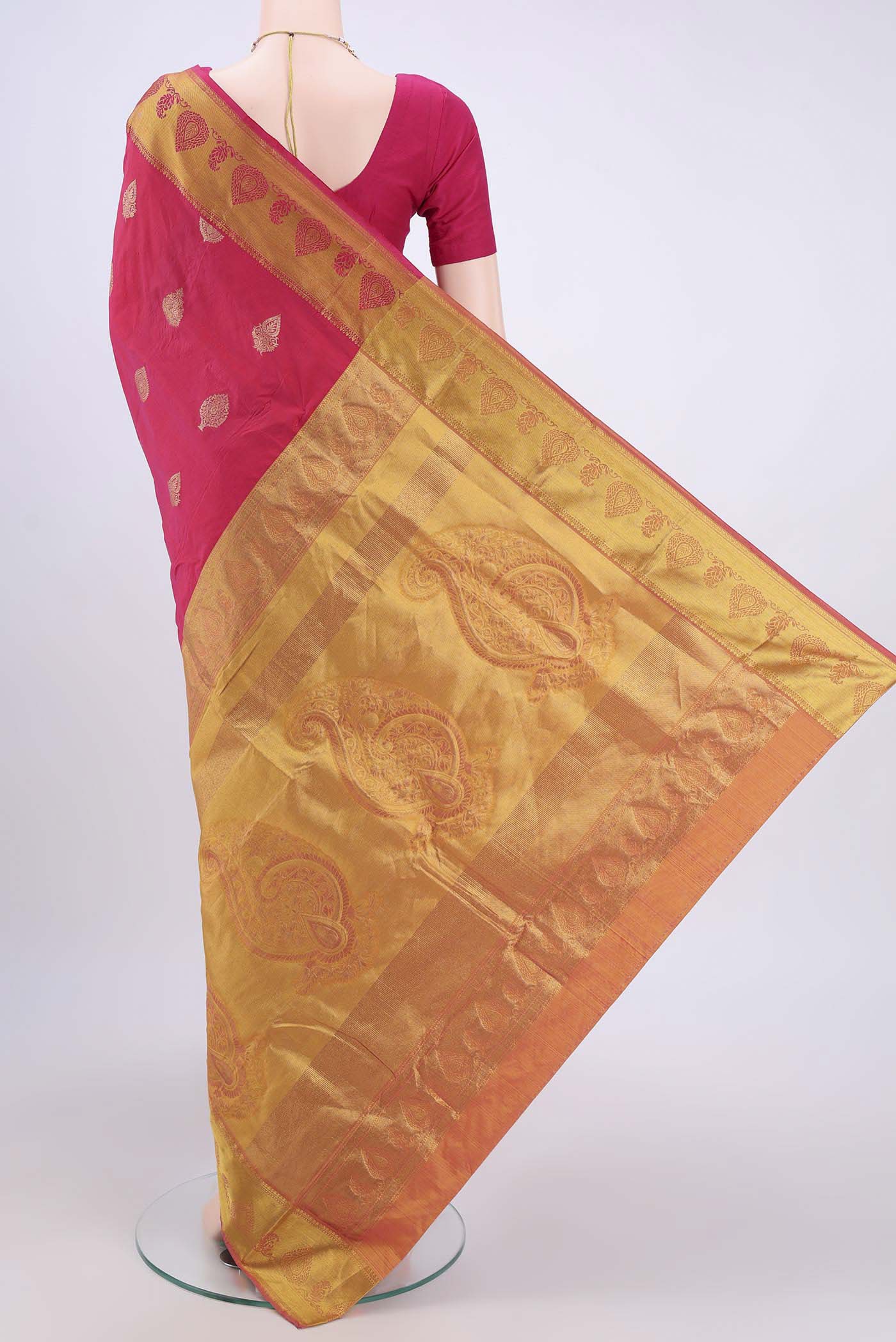 Pink Blended Bangalore Silk Saree - Image 3