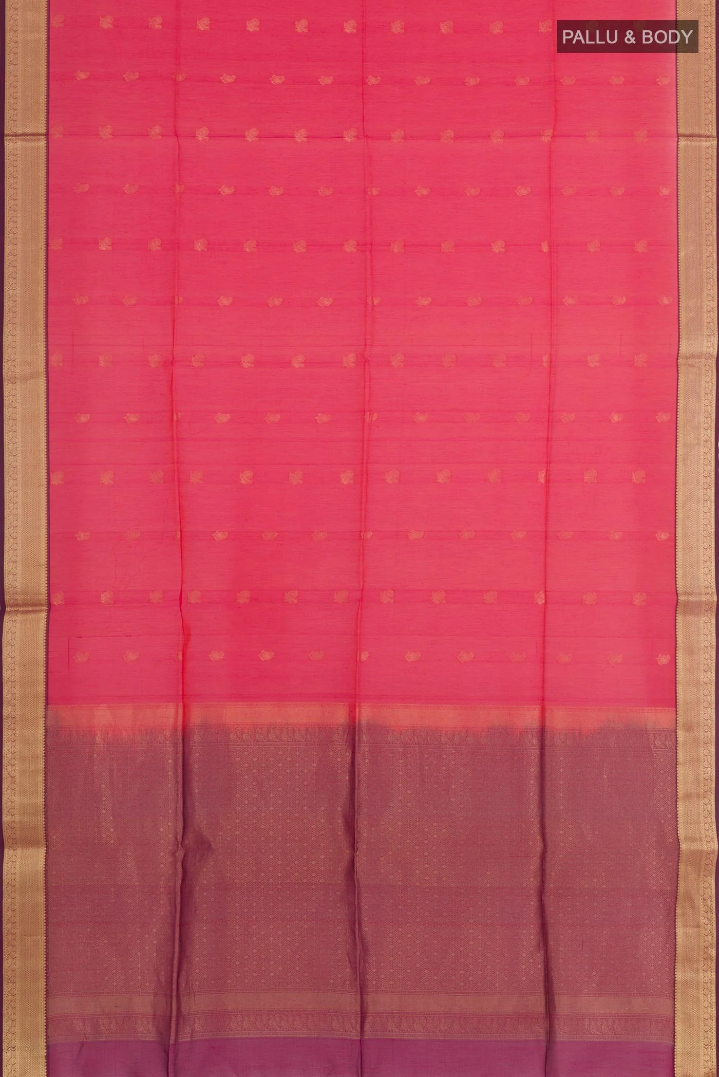 Dark Pink Silk Cotton Saree - Image 3