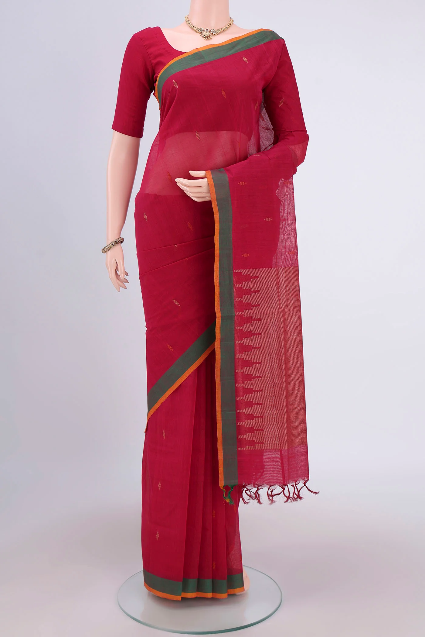 Dark Pink Coimbatore Cotton Saree