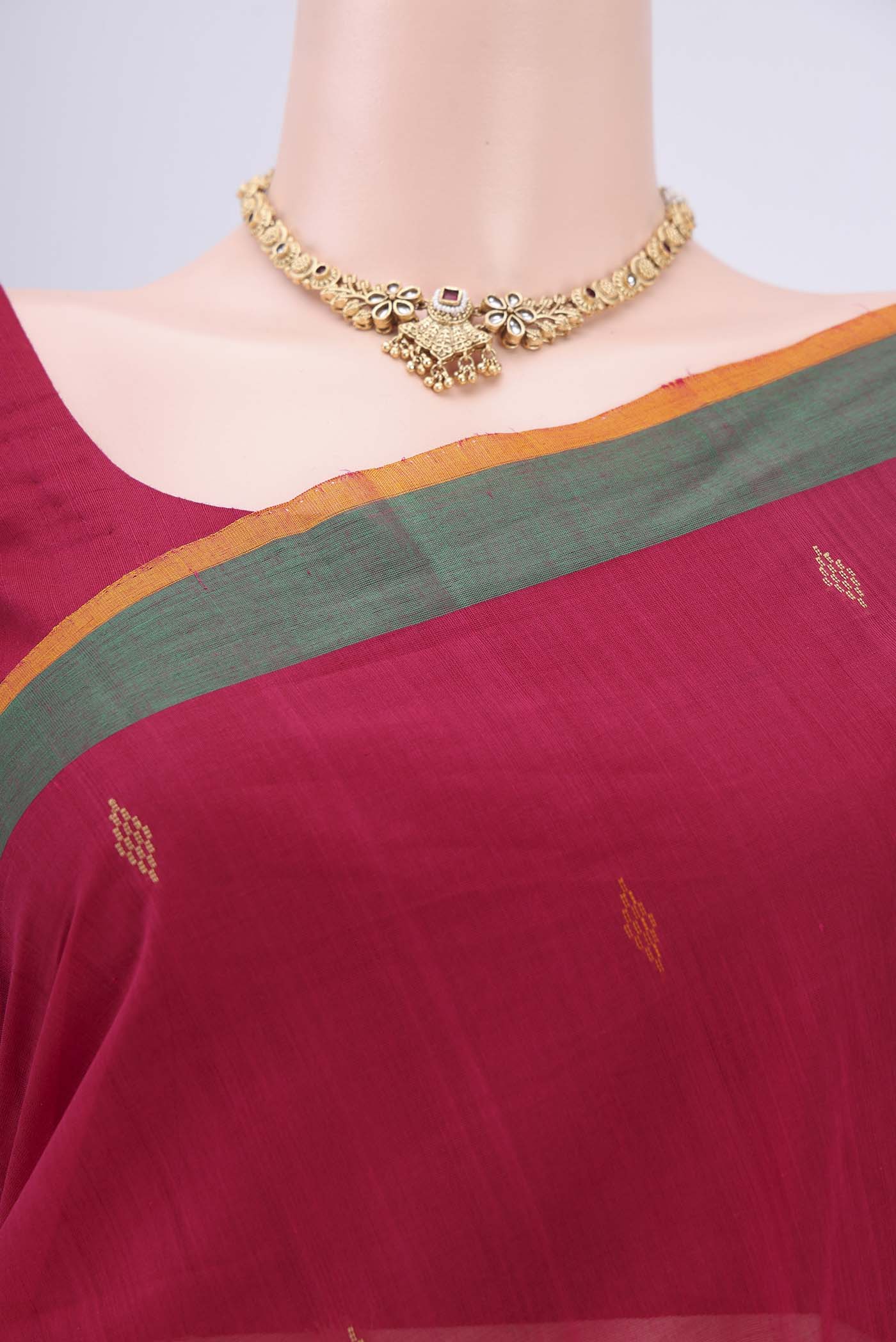 Dark Pink Coimbatore Cotton Saree - Image 2