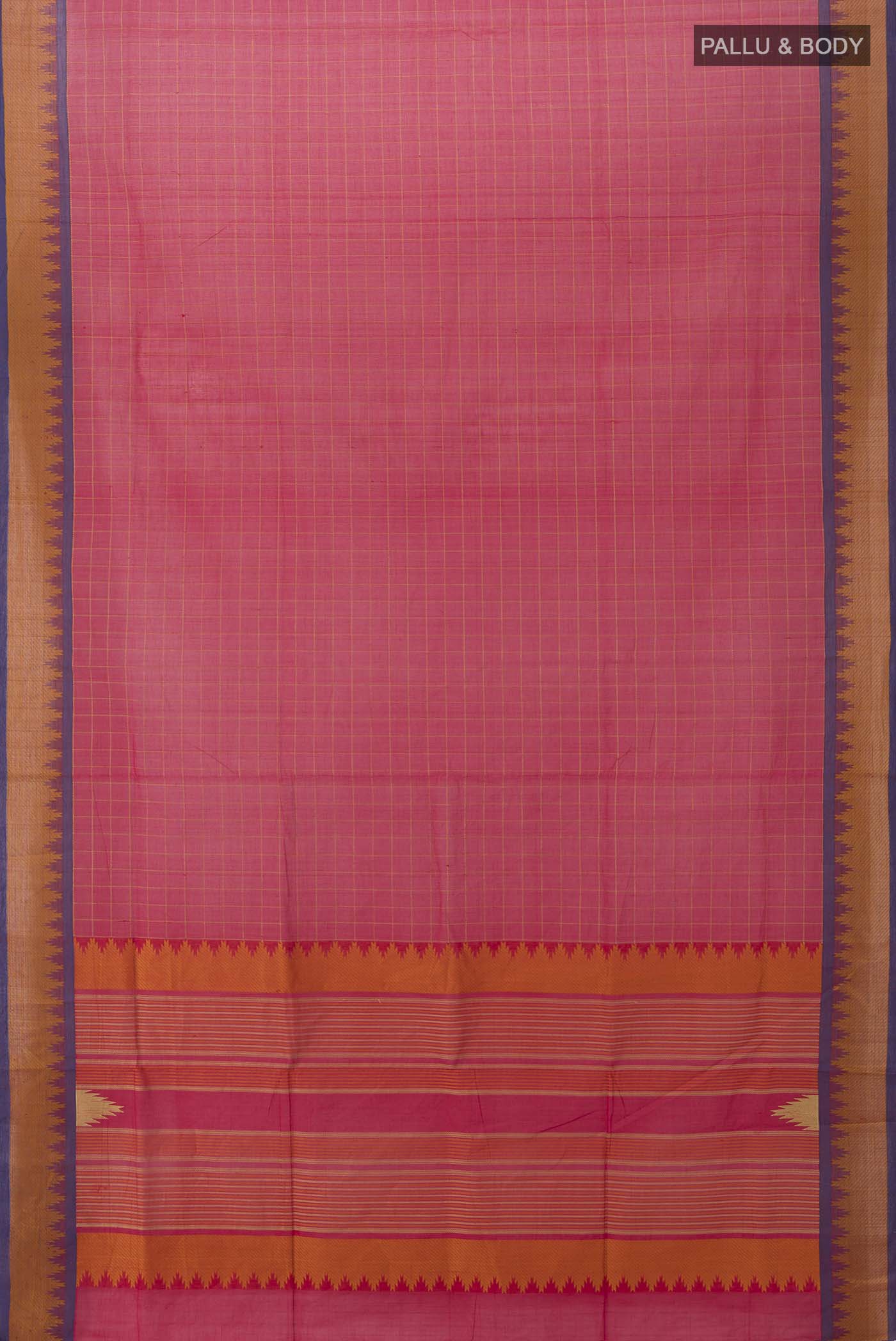 Dark Pink Coimbatore Cotton Saree - Image 5