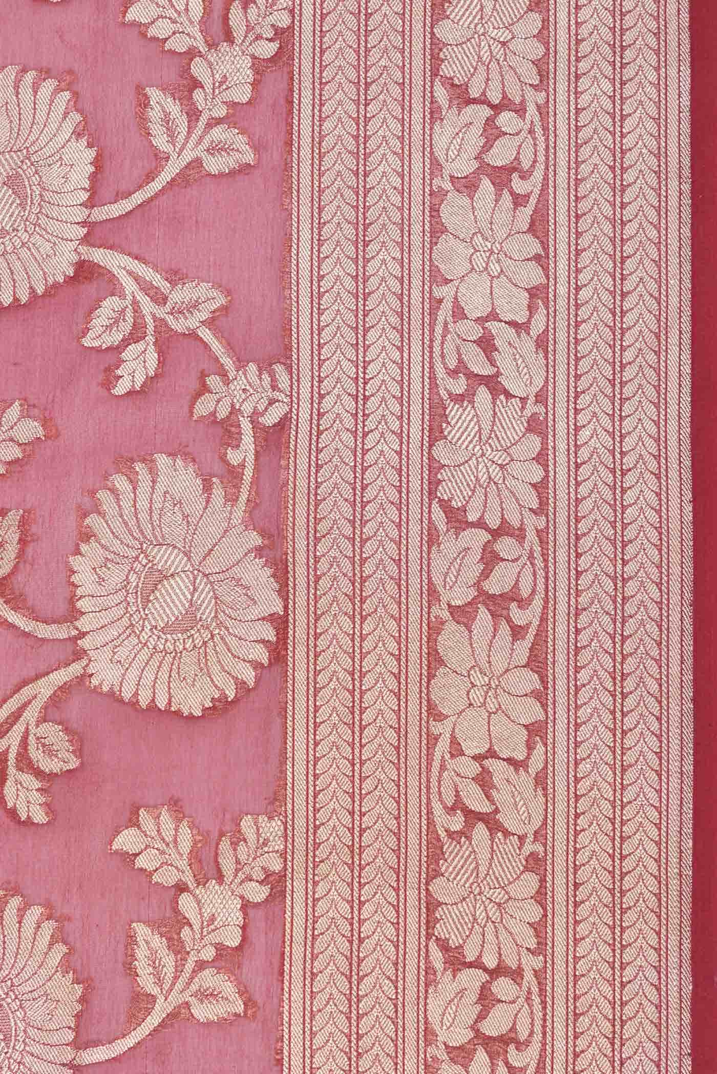 Dark Pink Dual Tone Banarasi Georgette Saree - Image 3
