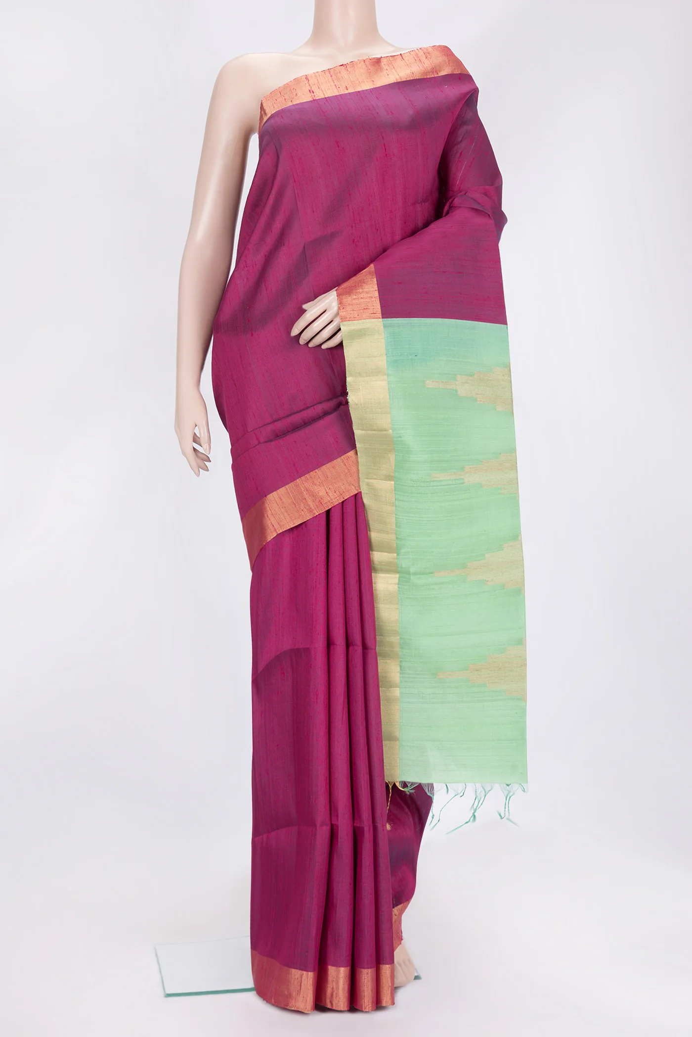Dark Pink Raw Silk Saree