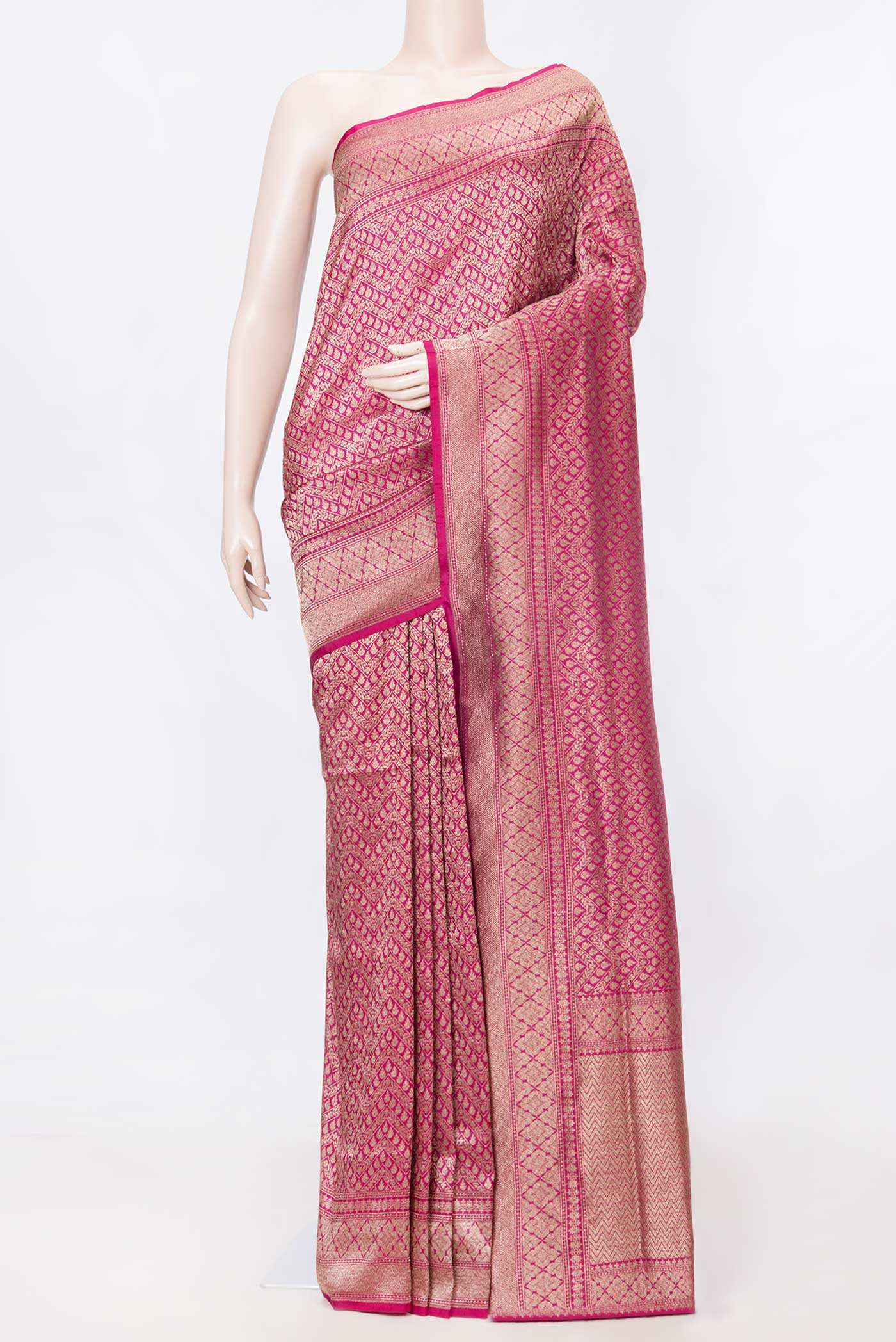 Dark Pink Dual Tone Banarasi Silk Saree