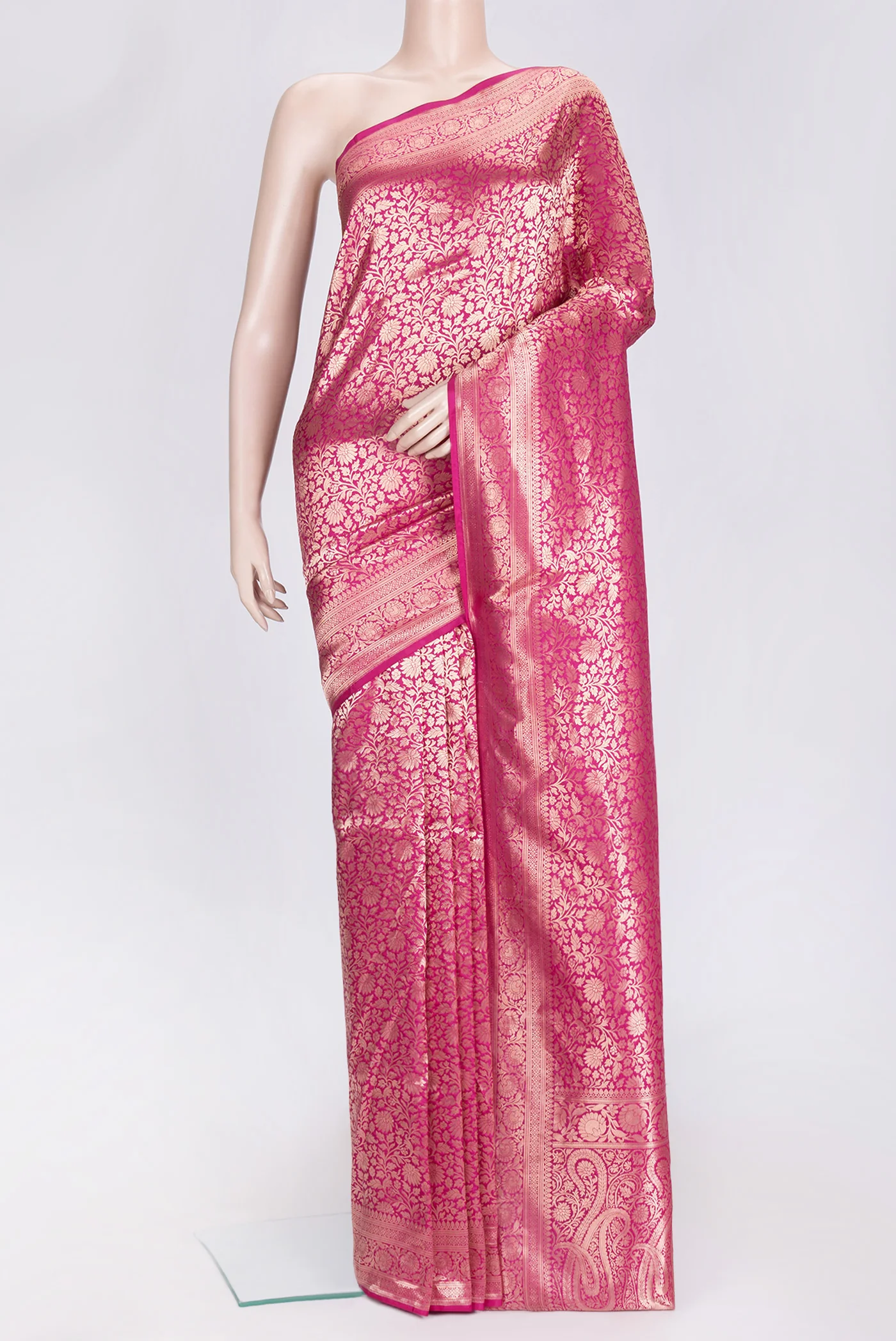 Dark Pink Banarasi Silk Saree