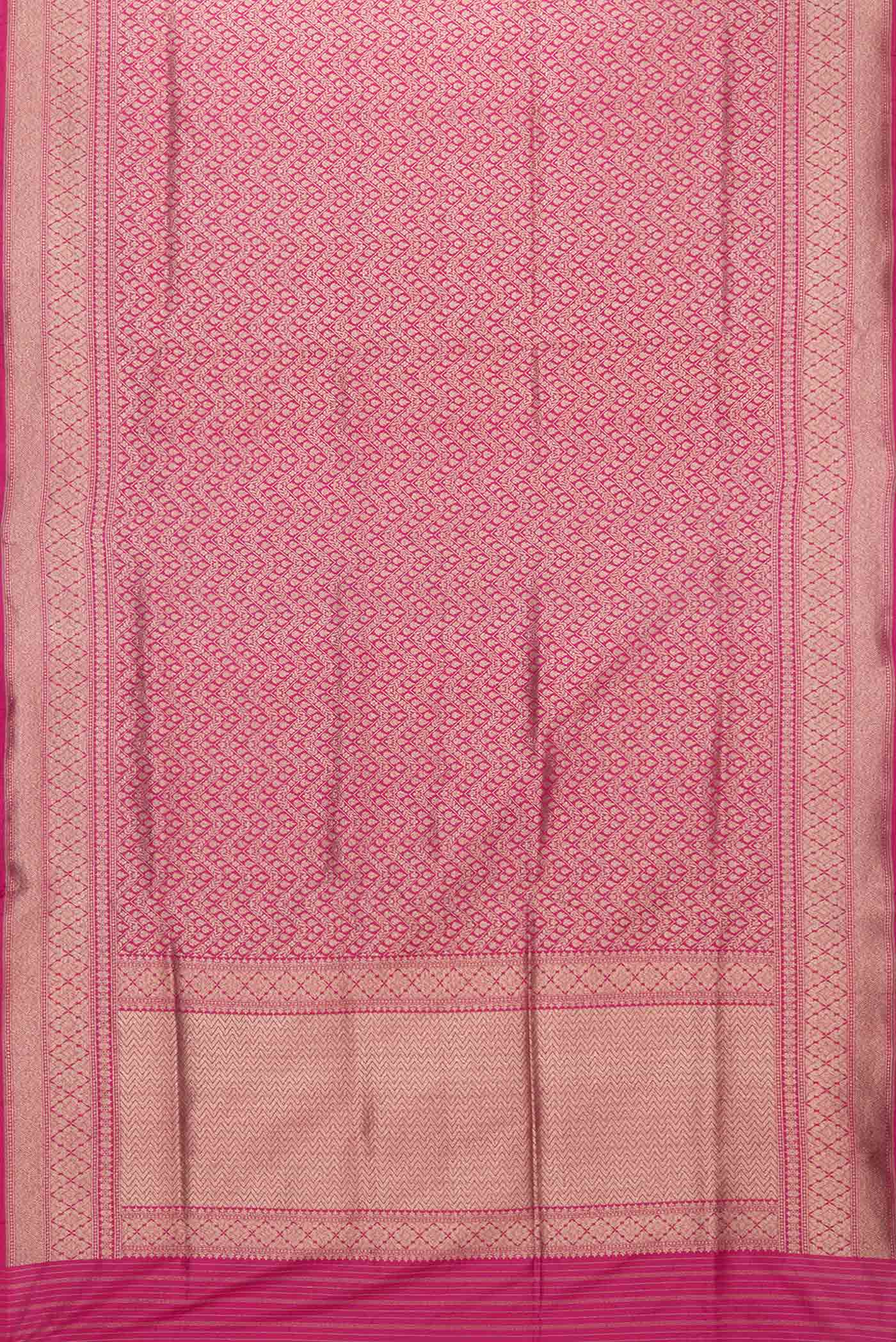 Dark Pink Dual Tone Banarasi Silk Saree - Image 6