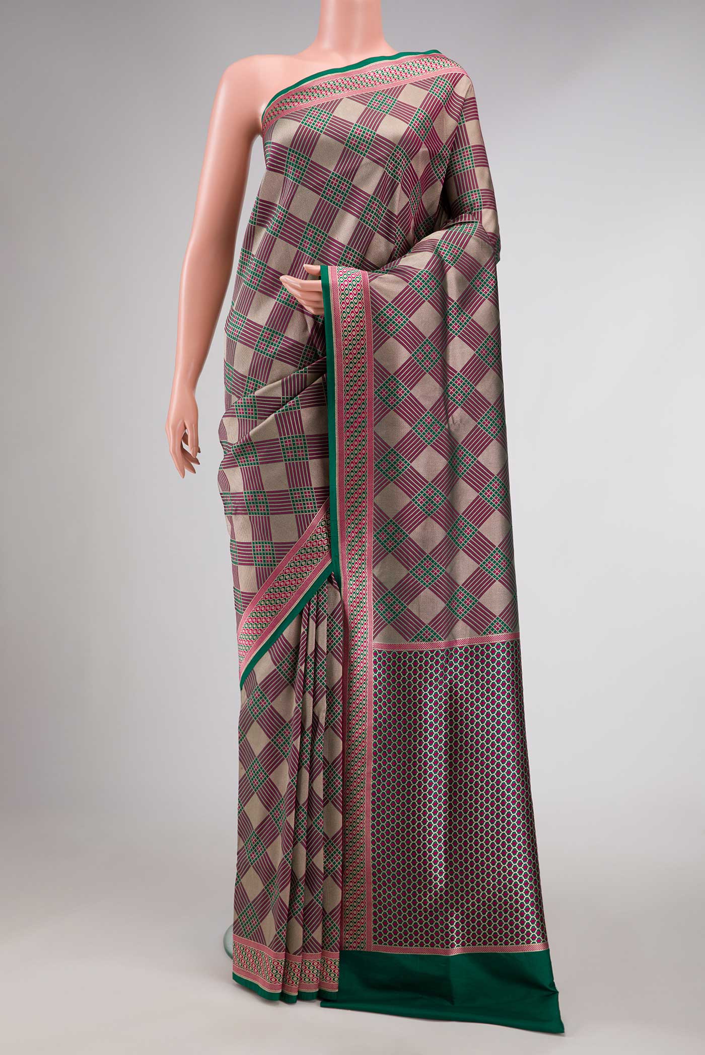 Dark Pink Dual Tone Banarasi Silk Saree