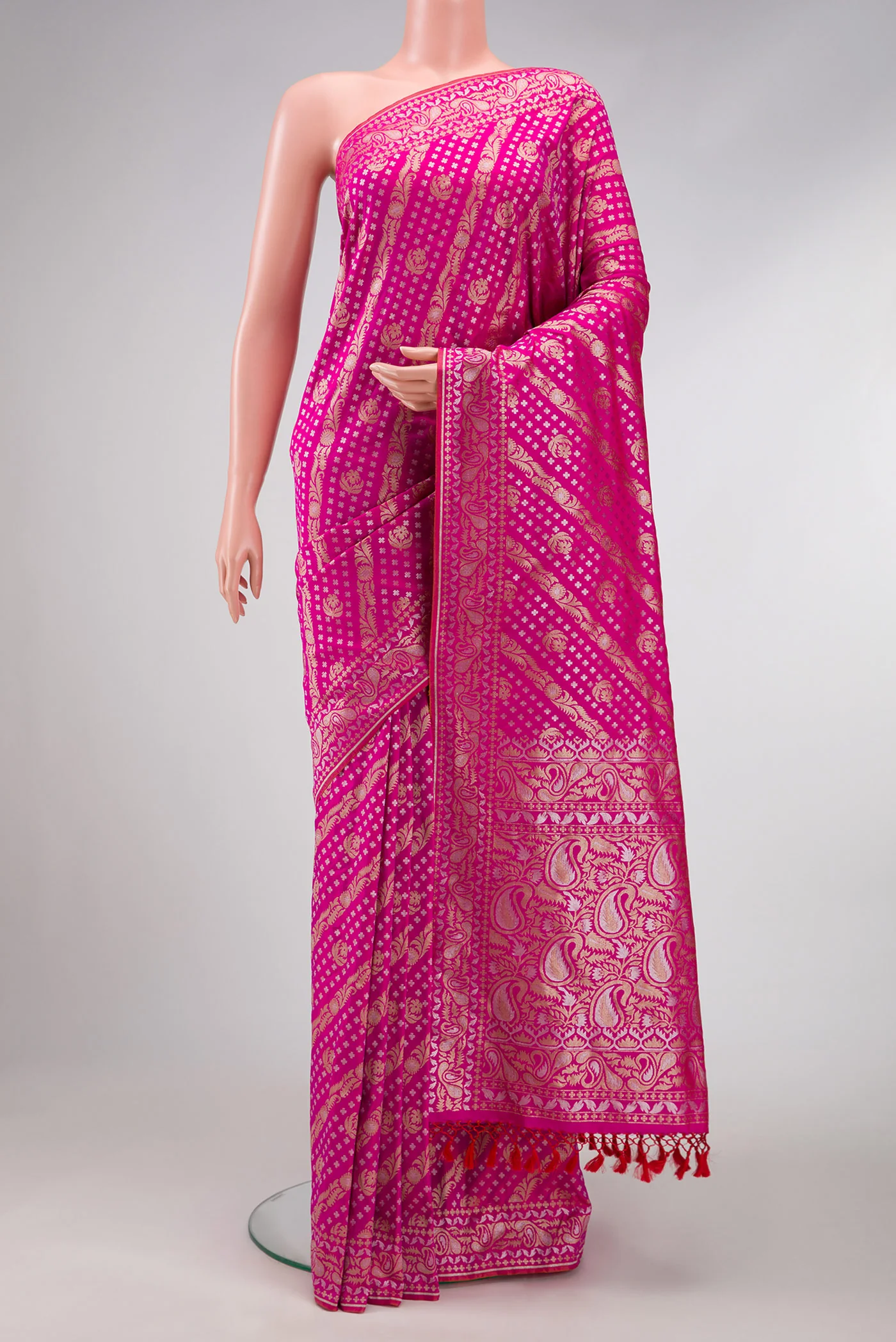 Rani Pink Blended Banarasi Silk Saree