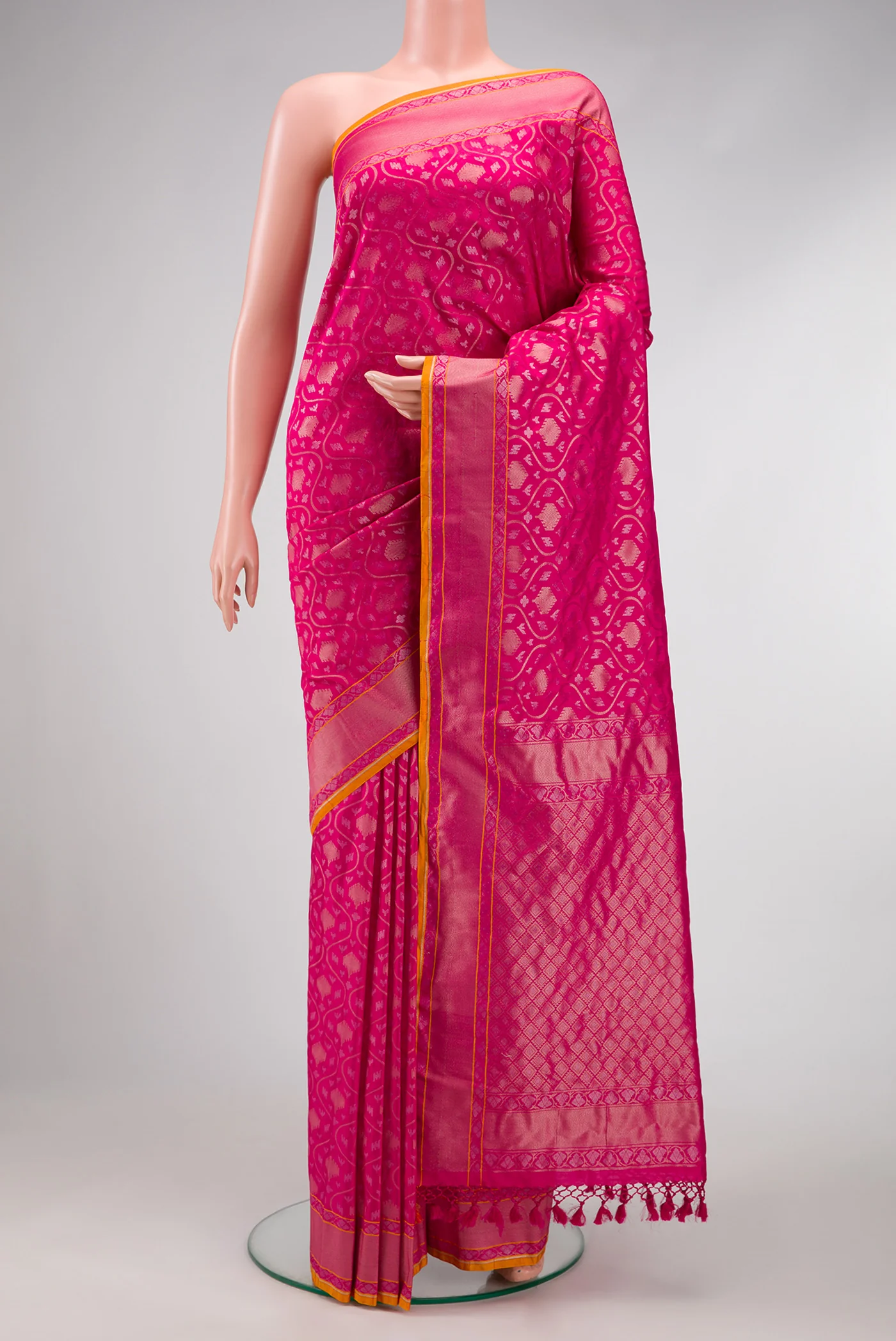 Dark Pink Blended Banarasi Silk Saree