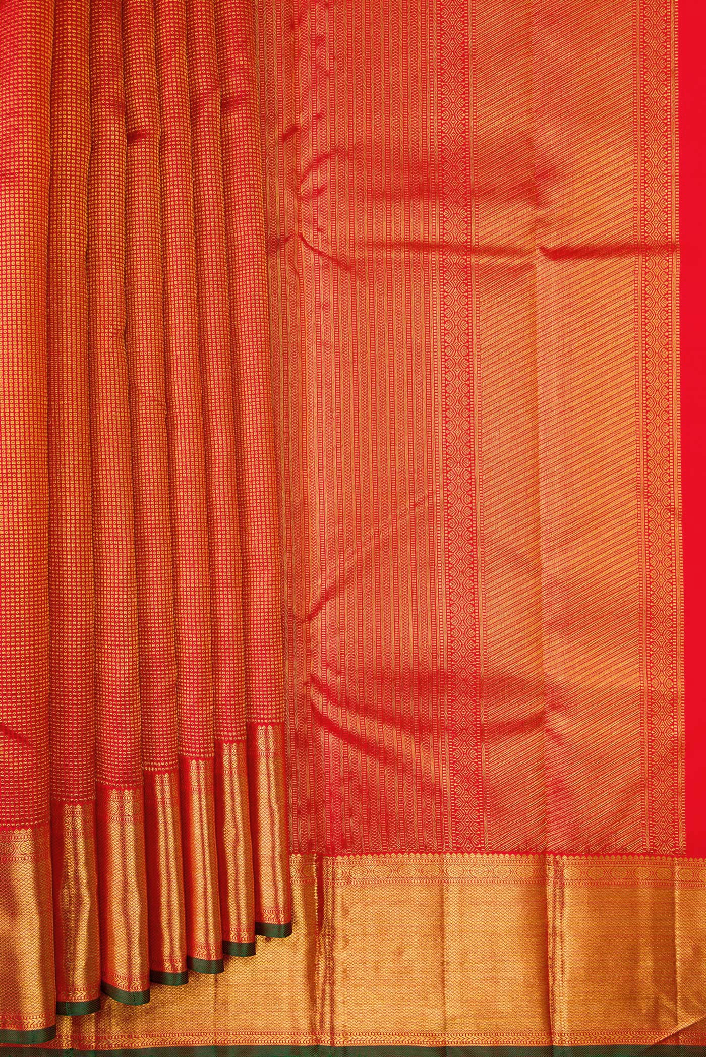 Orange Kanchipuram Silk Saree - Image 4