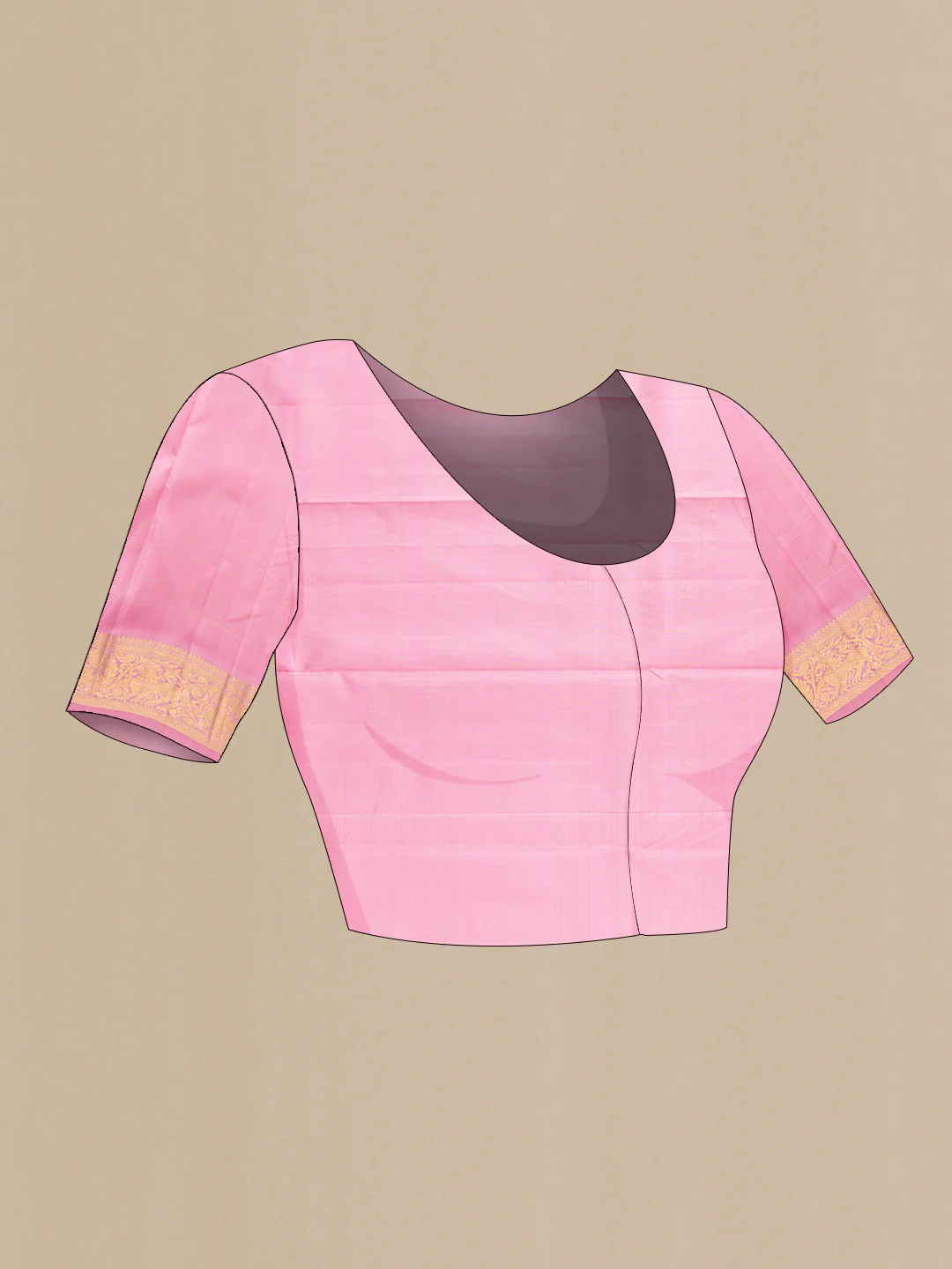 Pure Silk Pure Zari Pink Kanchipuram Saree - Image 5