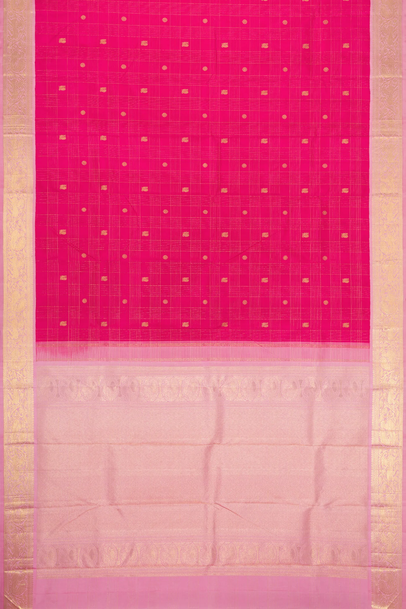 Pure Silk Pure Zari Pink Kanchipuram Saree - Image 6